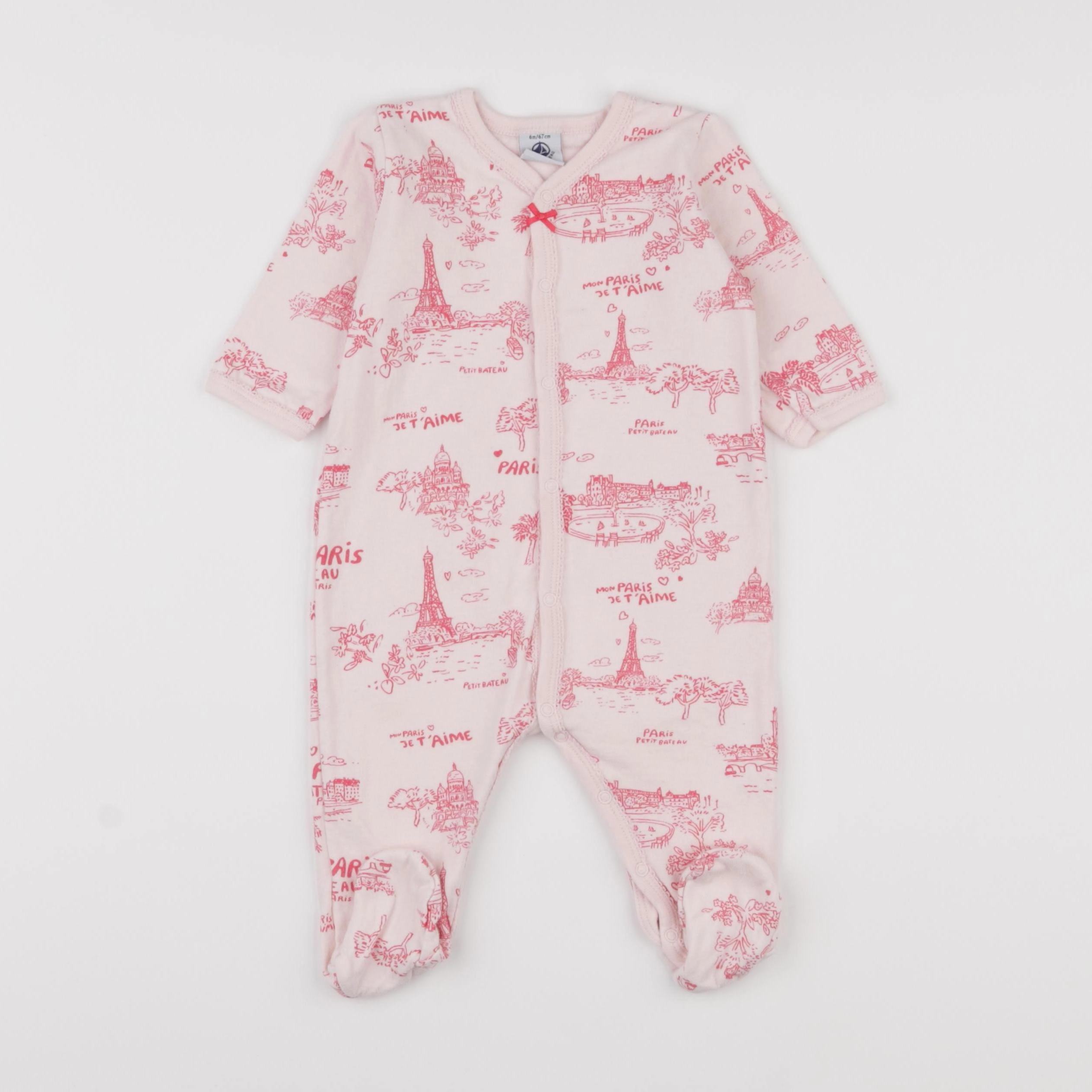 Petit Bateau - pyjama coton rose - 6 mois