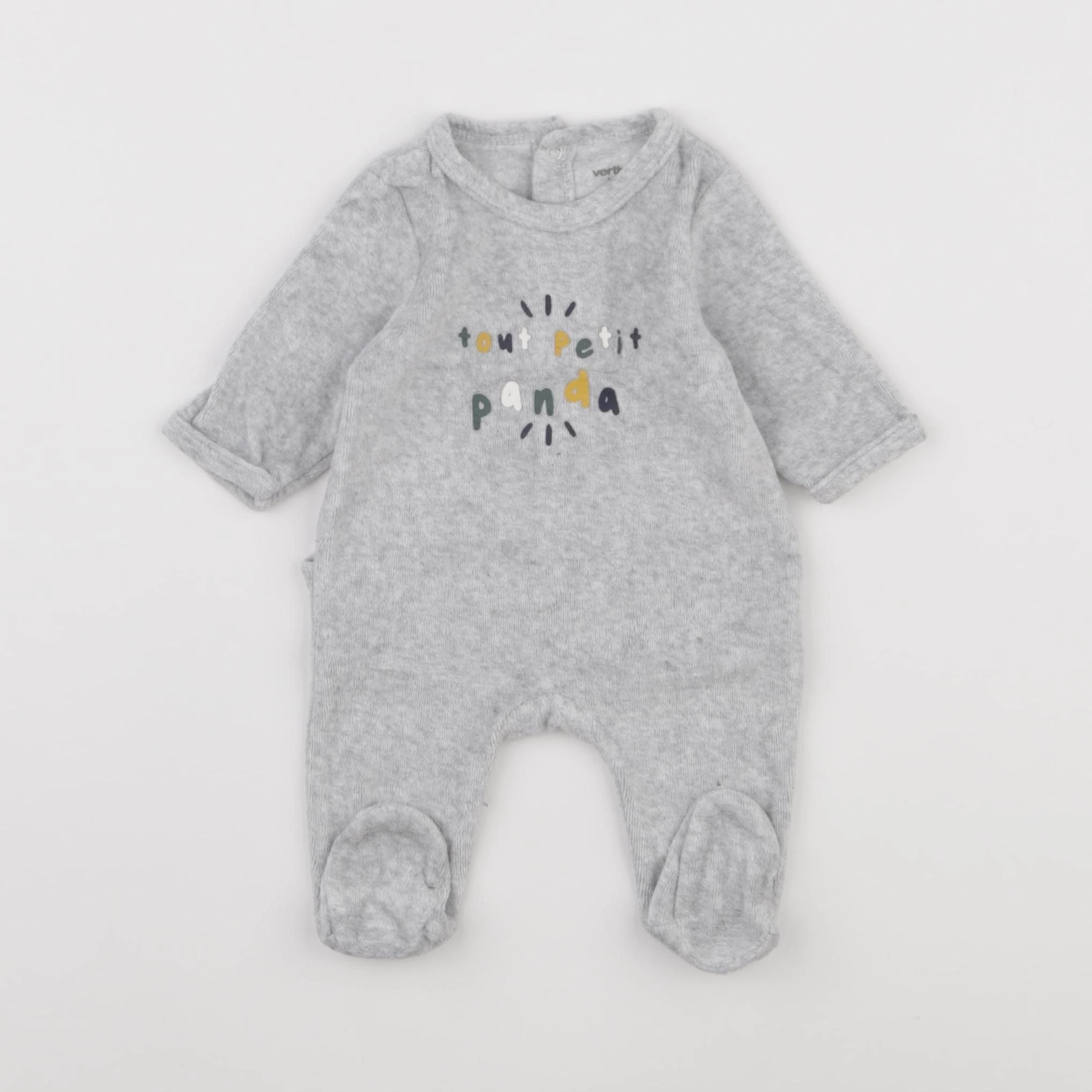 Vertbaudet - pyjama velours gris - 1 mois