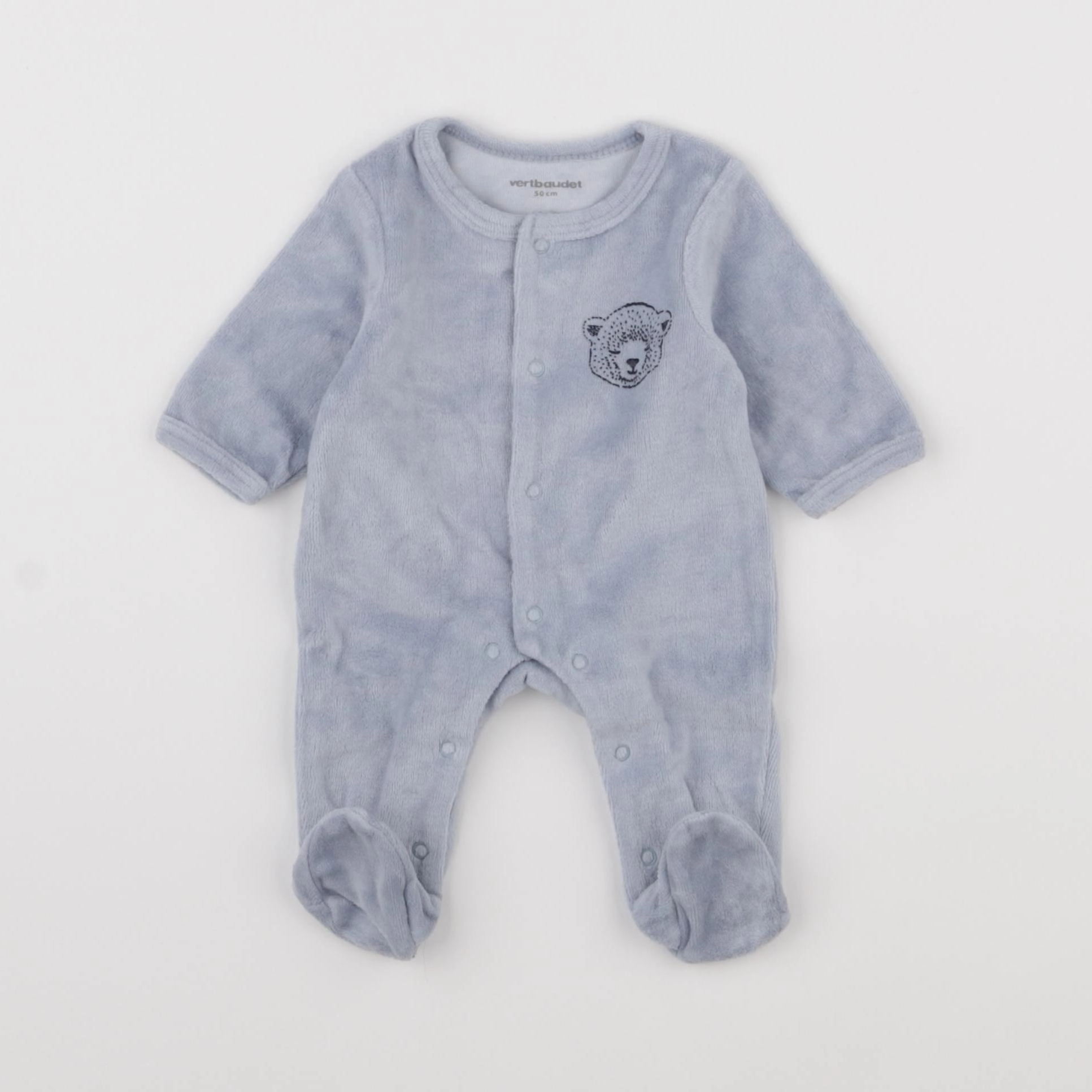 Vertbaudet - pyjama velours bleu - 0 mois