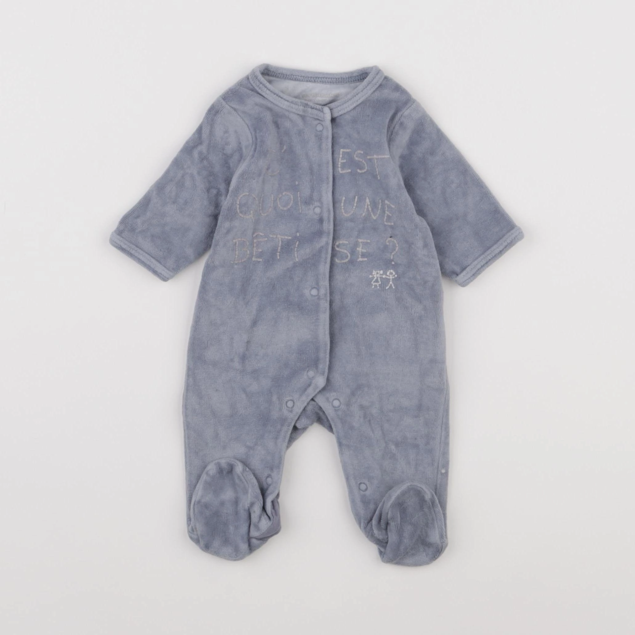 Vertbaudet - pyjama velours bleu - 1 mois