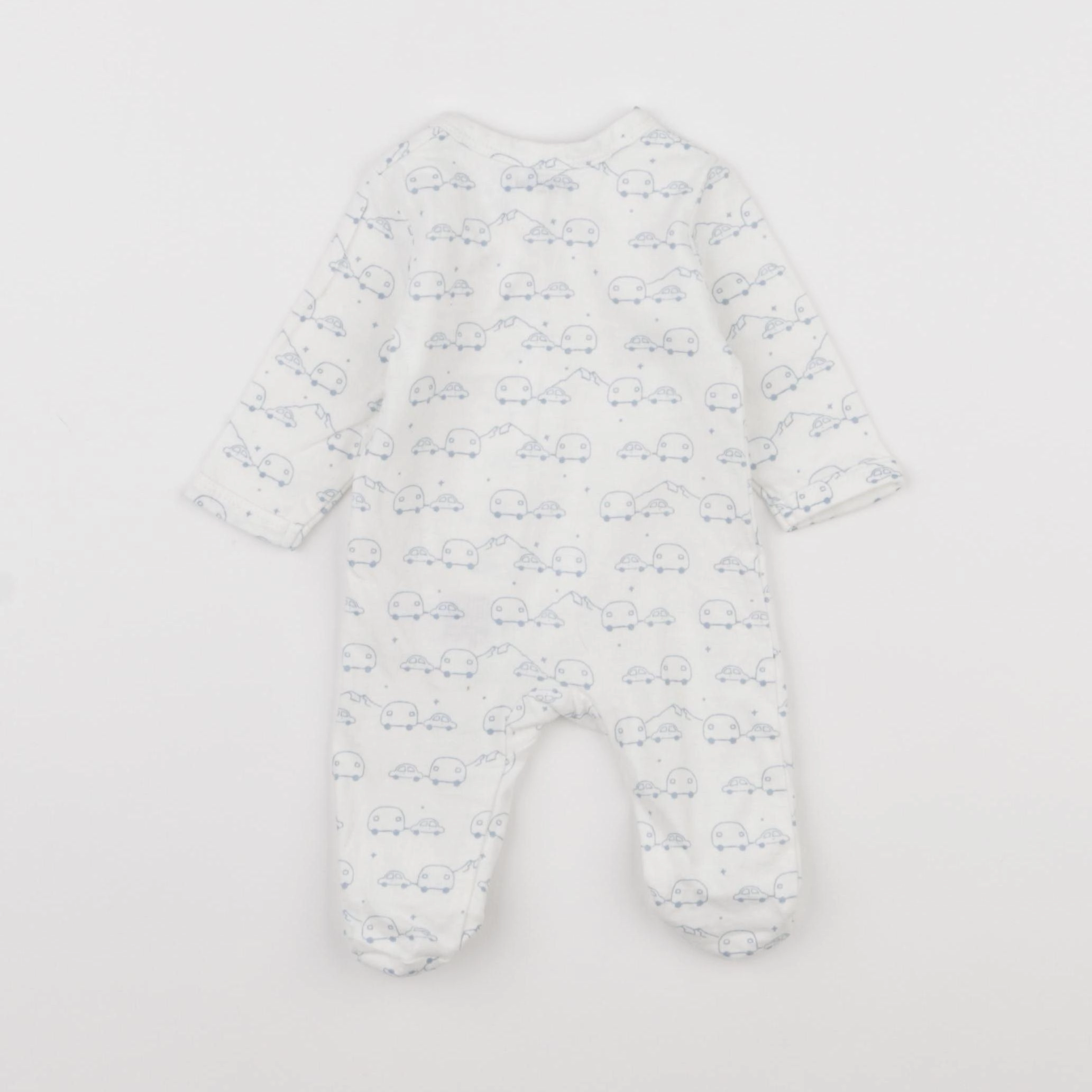 Vertbaudet - pyjama coton blanc, bleu - 0 mois