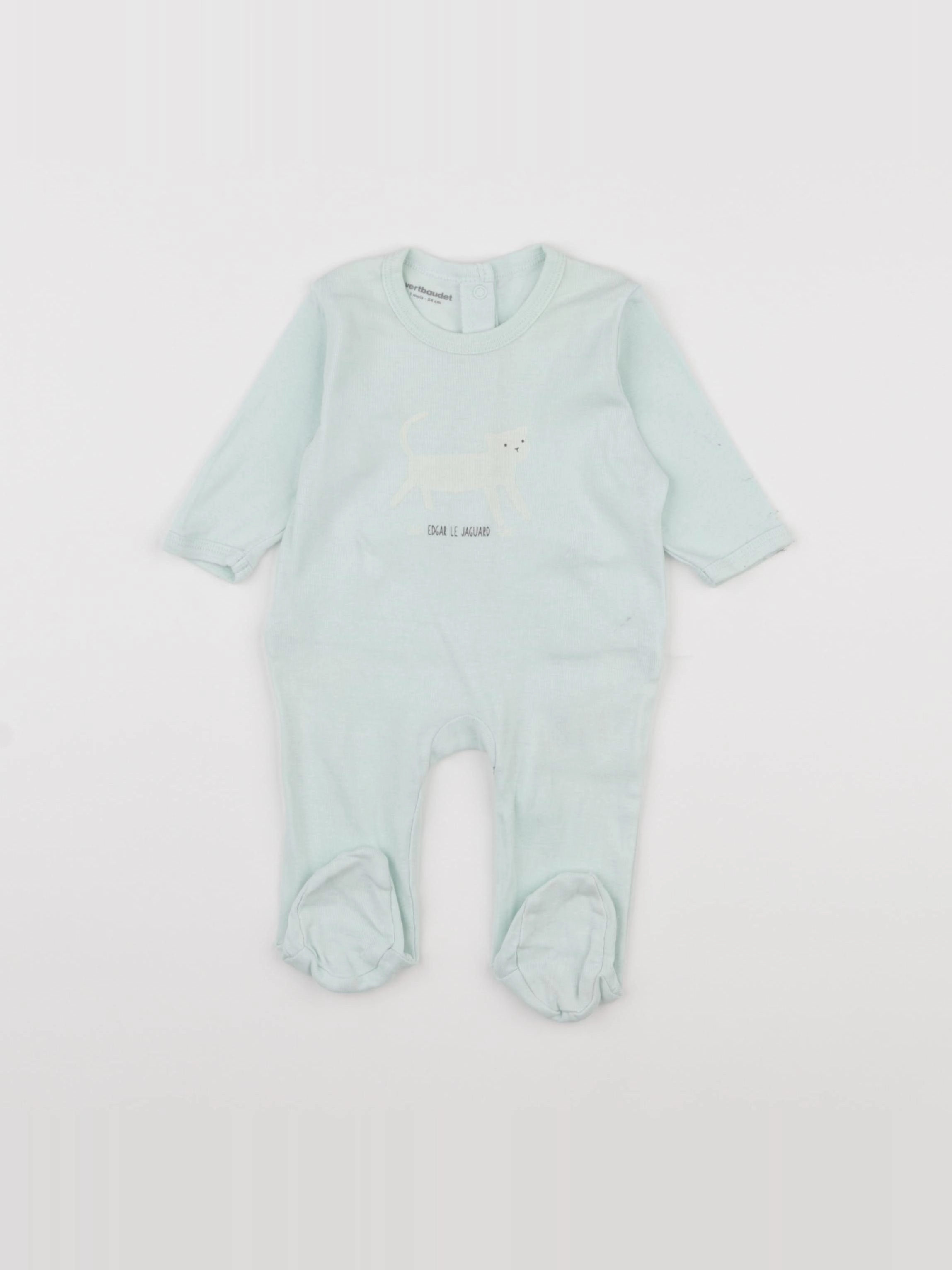 Vertbaudet - pyjama coton vert - 1 mois