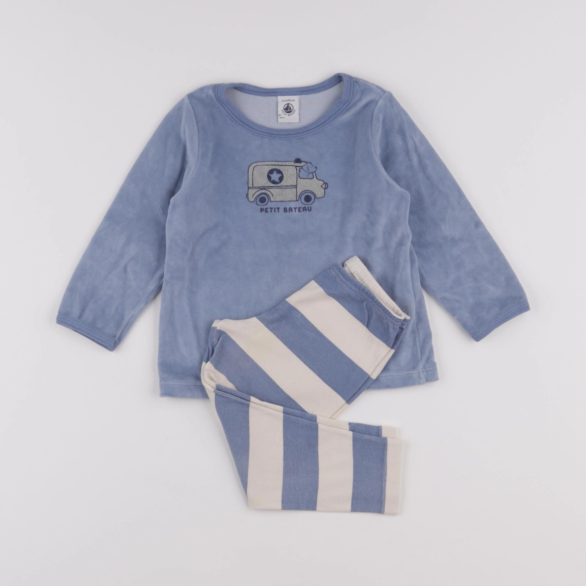 Vertbaudet - pyjama velours bleu - 2 ans