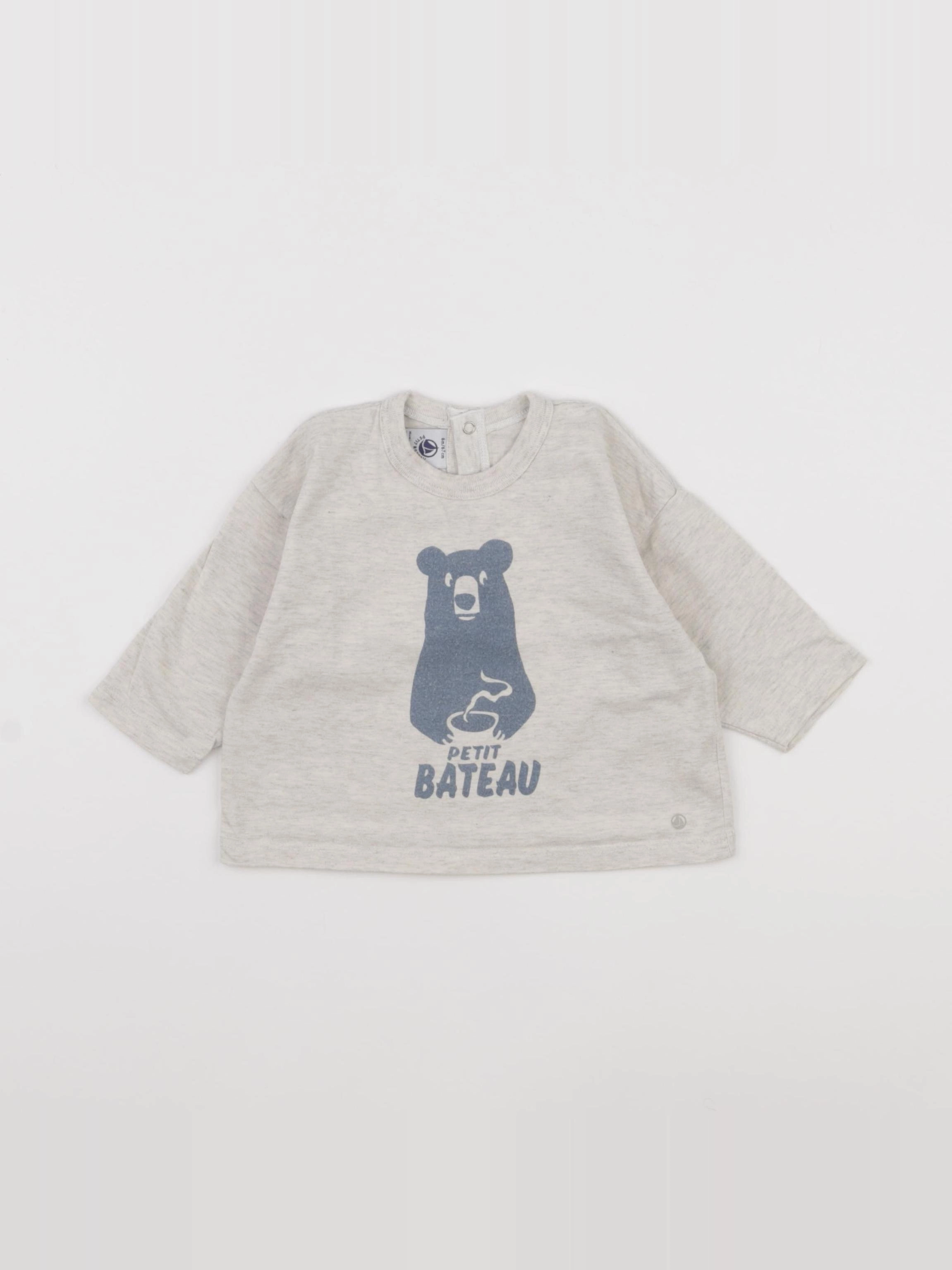 Petit Bateau - tee-shirt beige, bleu - 6 mois