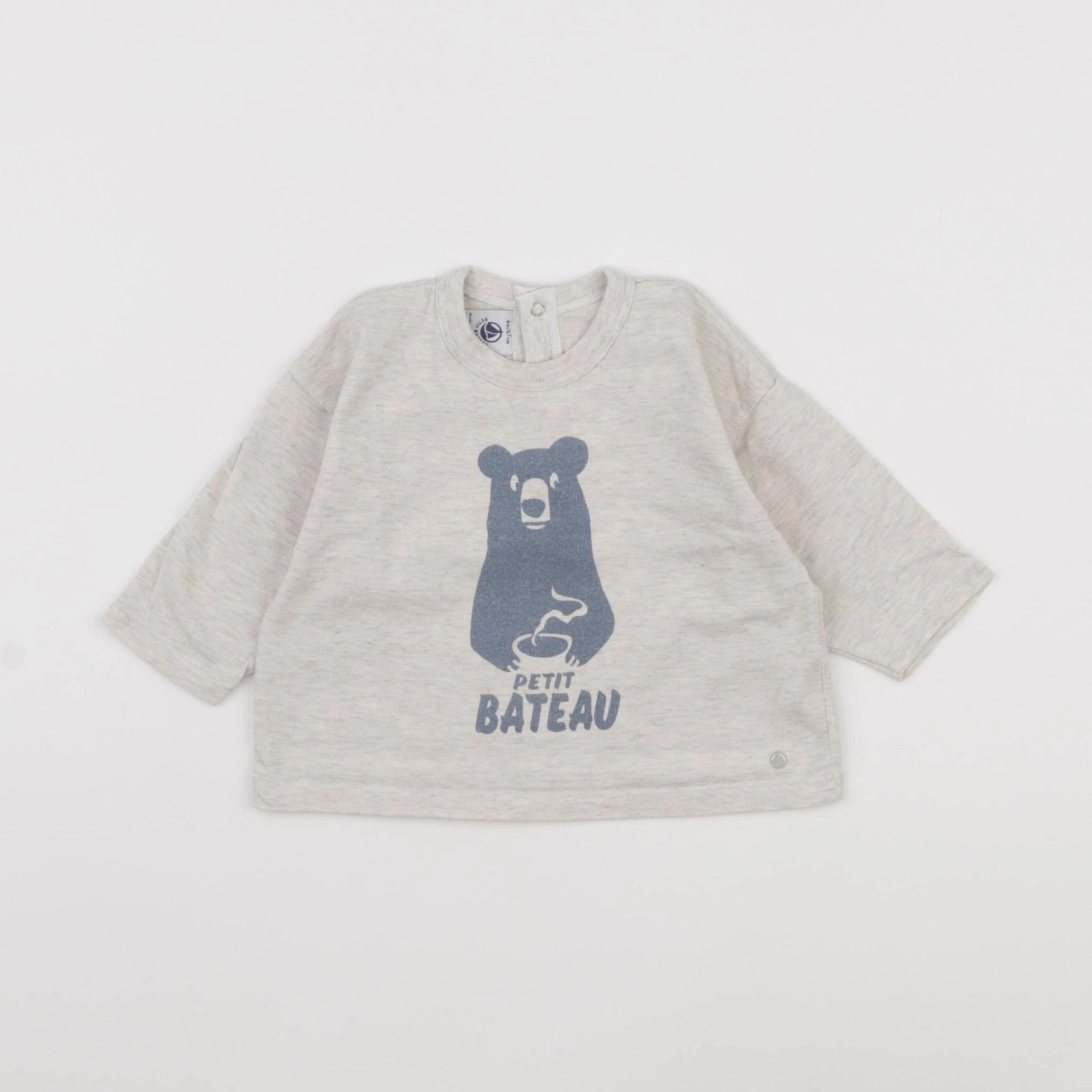 Petit Bateau - tee-shirt beige, bleu - 6 mois