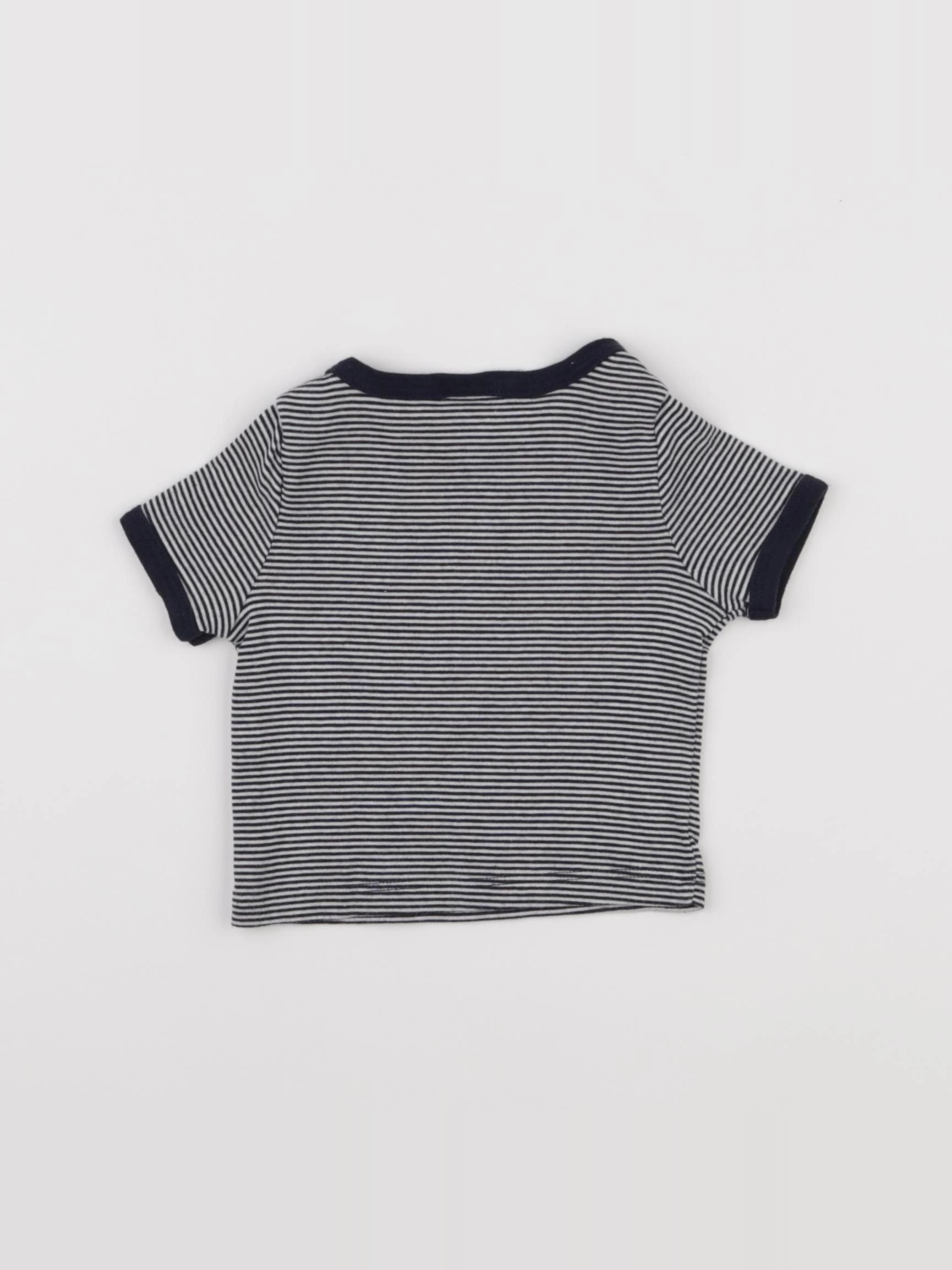 Petit Bateau - tee-shirt blanc, bleu - 3 mois