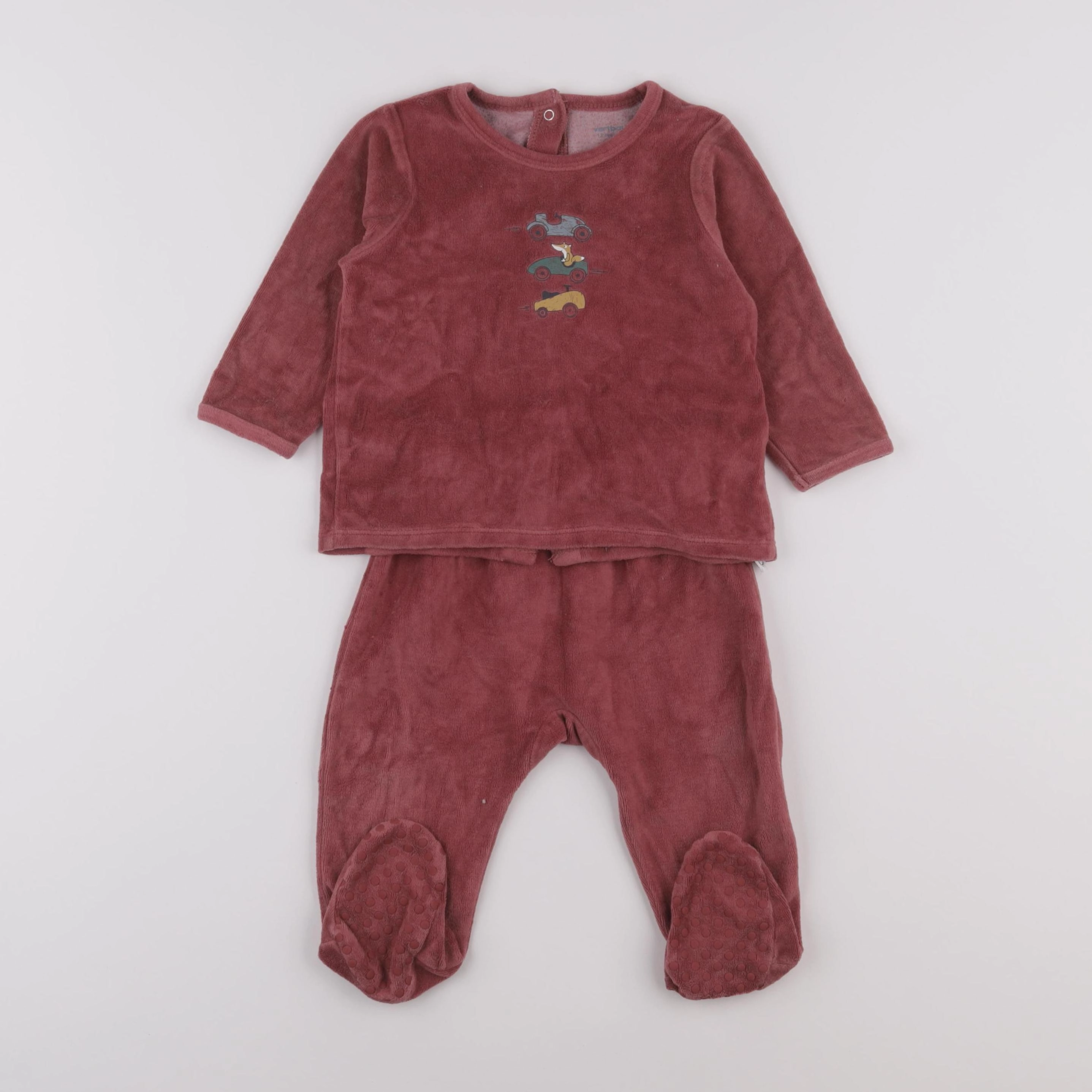 Vertbaudet - pyjama velours rouge - 18 mois
