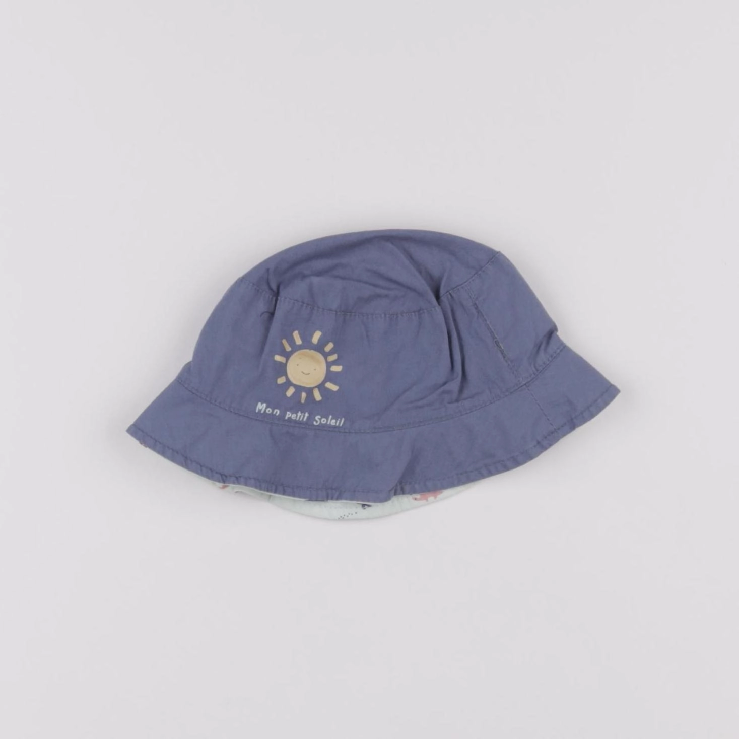 Vertbaudet - chapeau réversible bleu - 3/6 mois