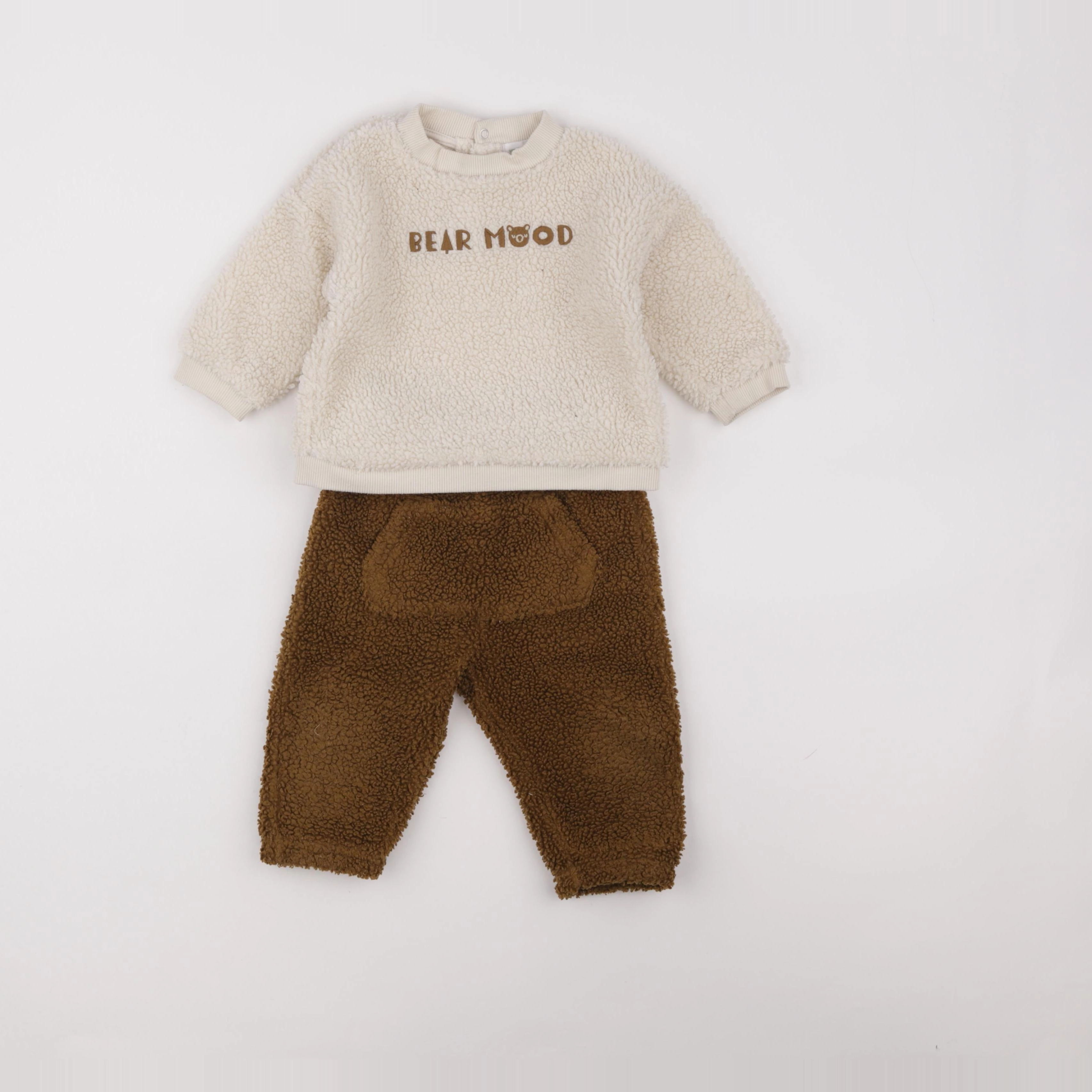 Vertbaudet - ensemble beige, marron - 12 mois