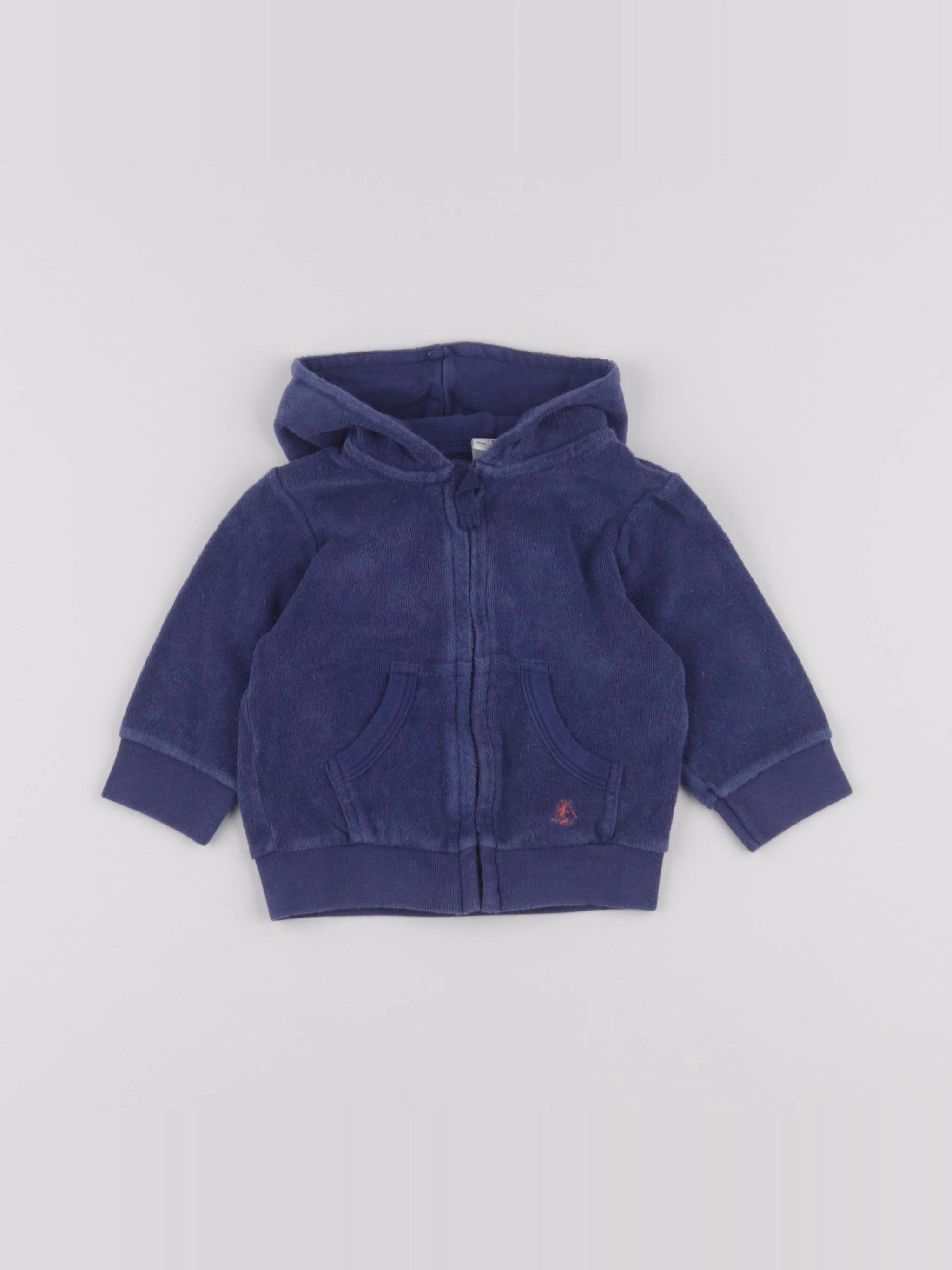 Petit Bateau - sweat bleu - 6 mois