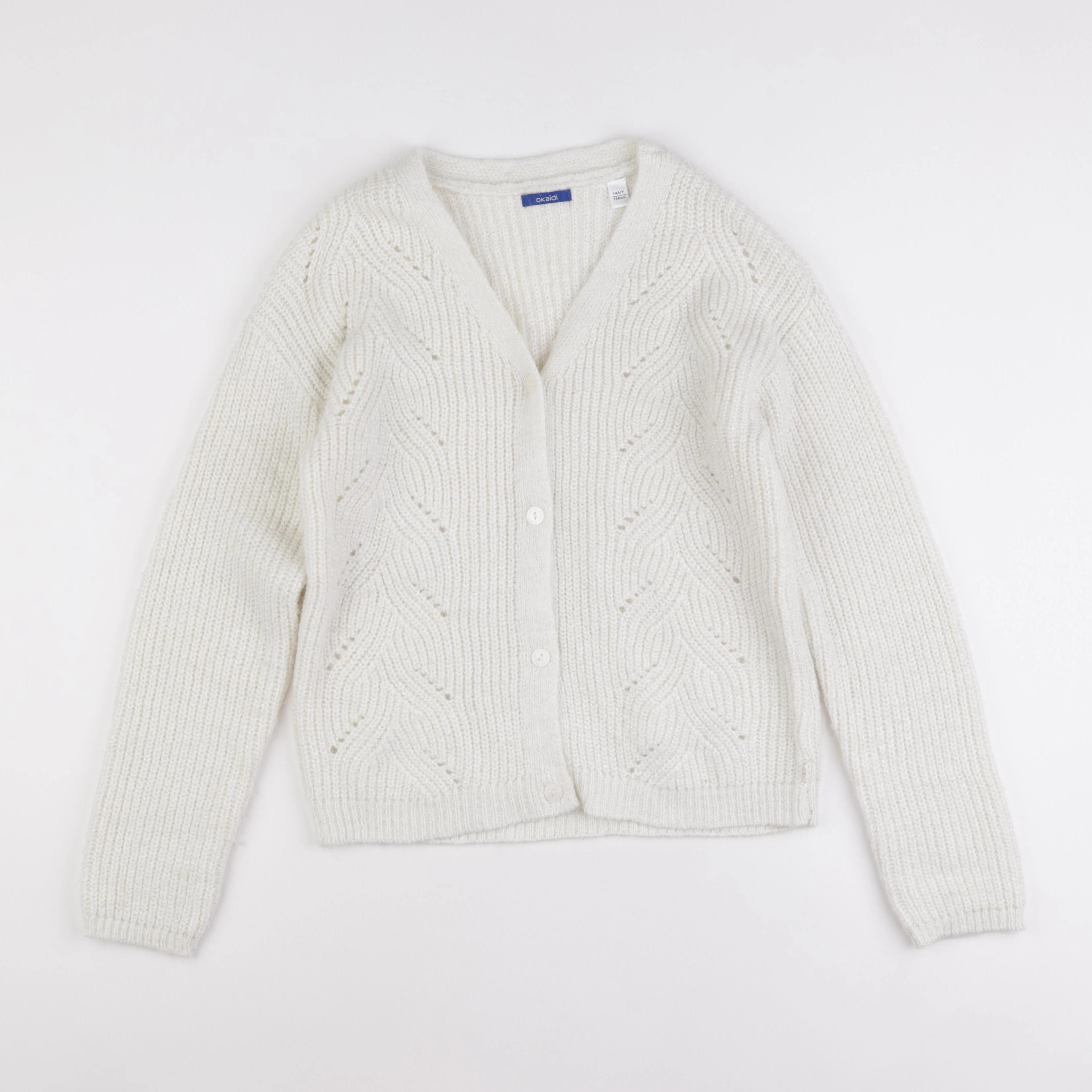 Vertbaudet - gilet blanc, argent - 14 ans