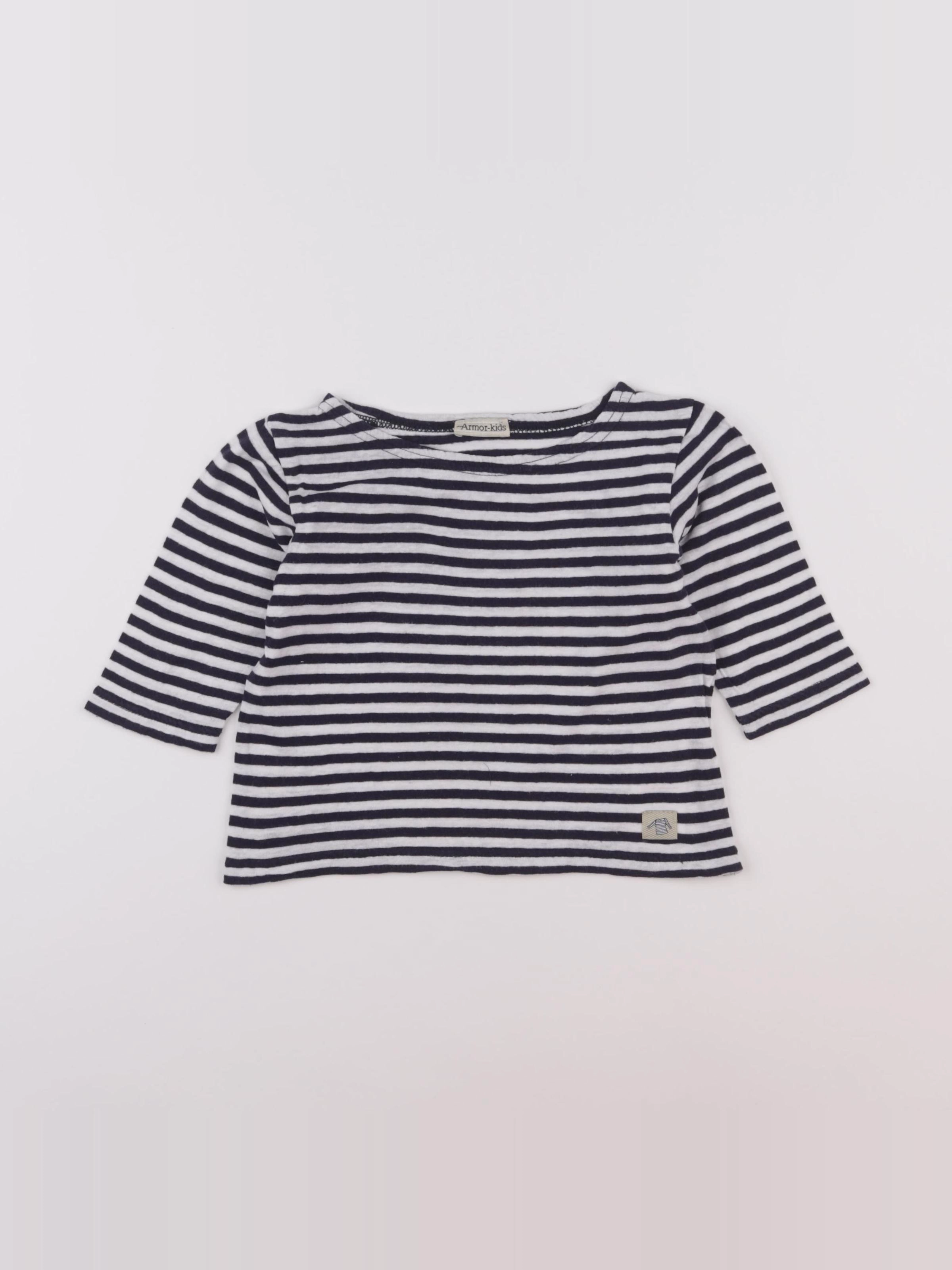 Armor Lux - tee-shirt bleu, blanc - 2 ans