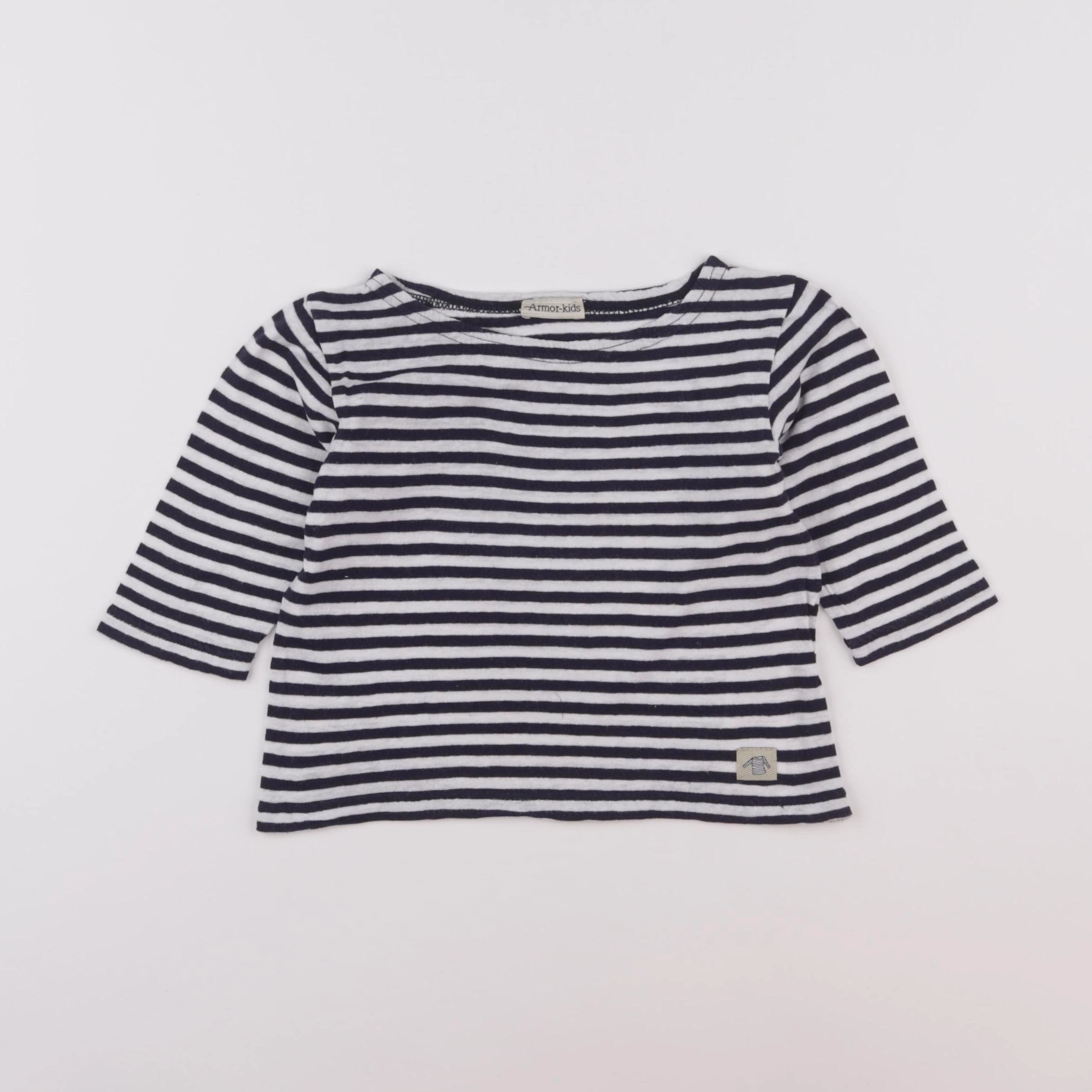 Armor Lux - tee-shirt bleu, blanc - 2 ans