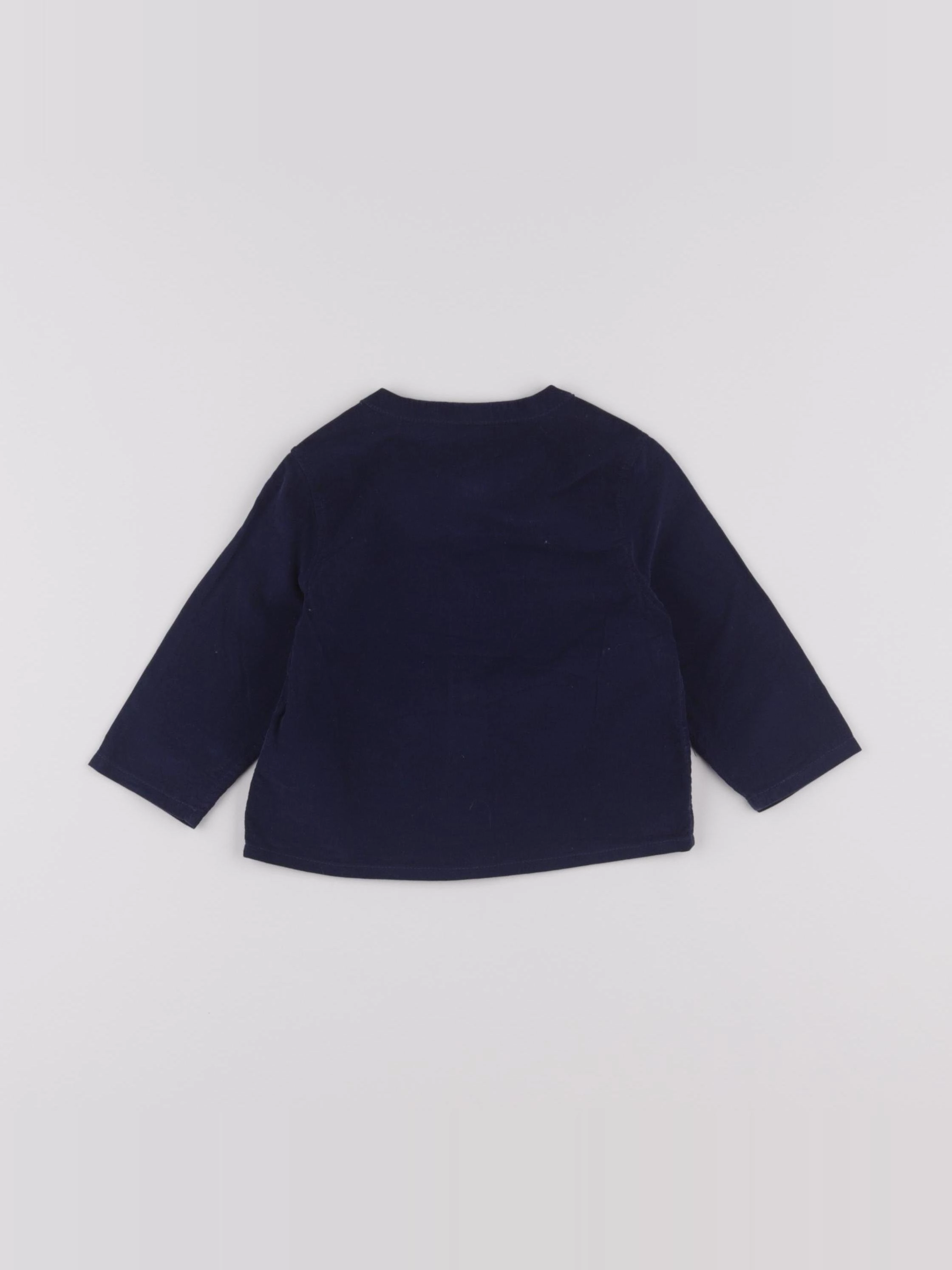 Petit Bateau - chemise bleu - 6 mois