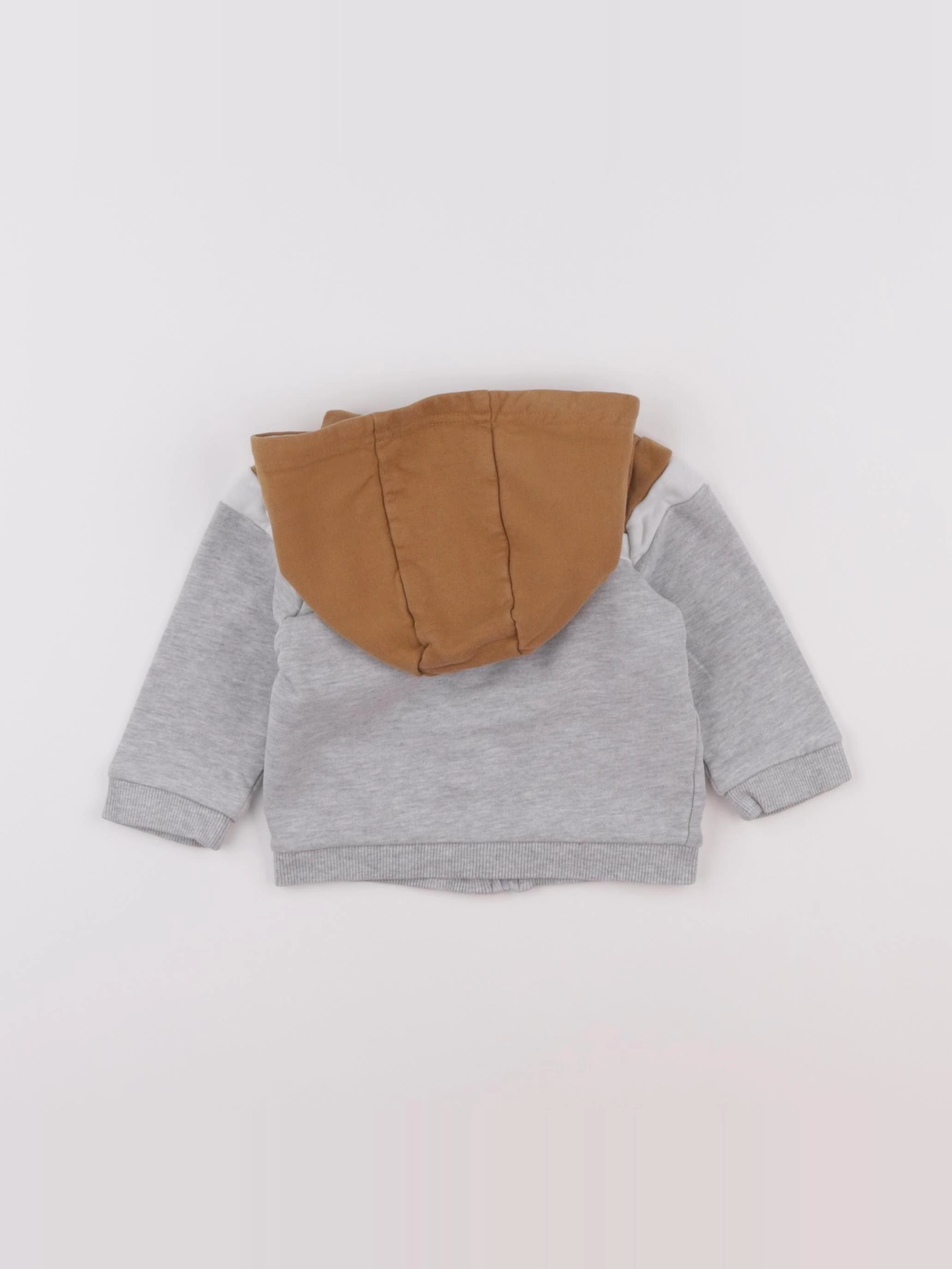 Vertbaudet - sweat gris, marron - 9 mois