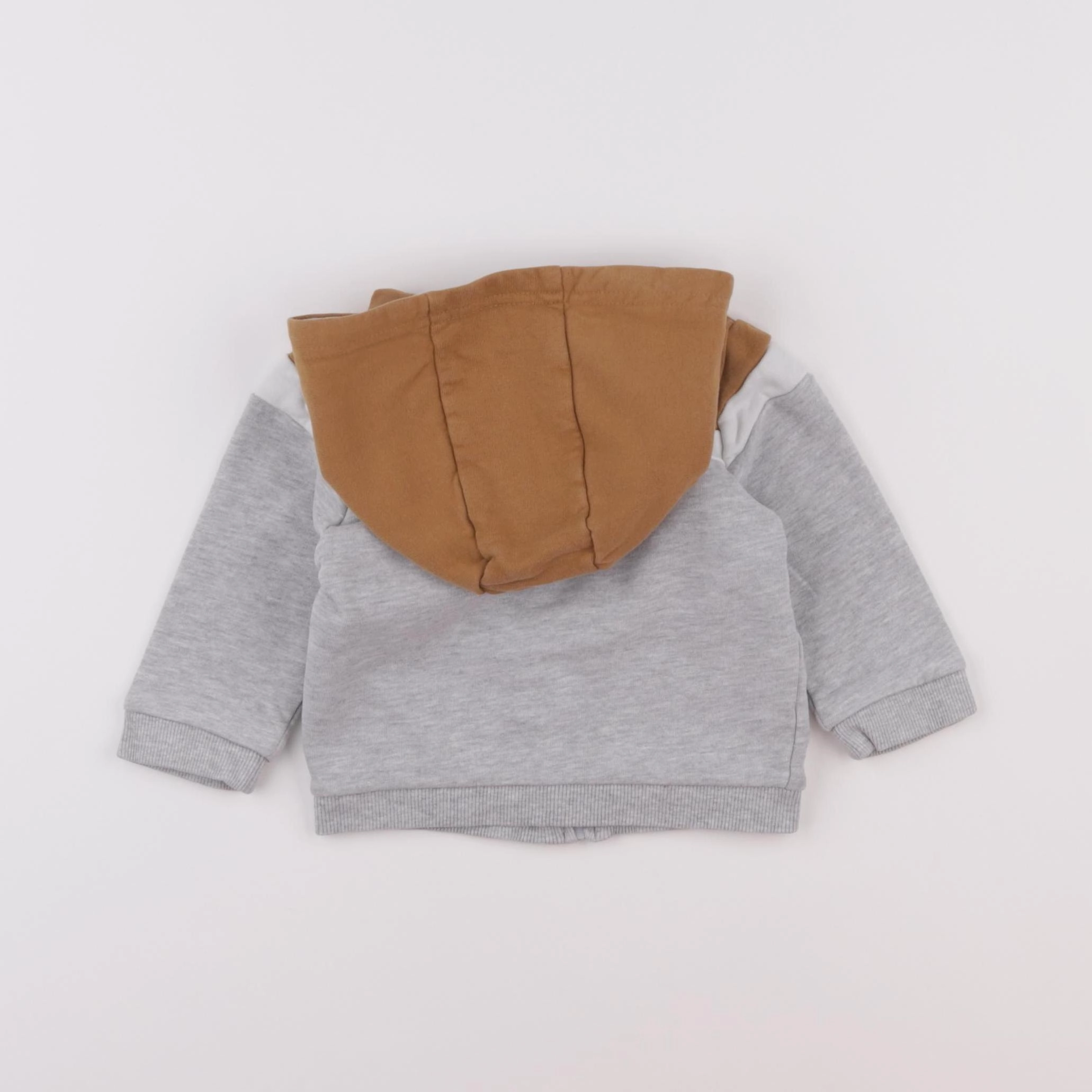 Vertbaudet - sweat gris, marron - 9 mois
