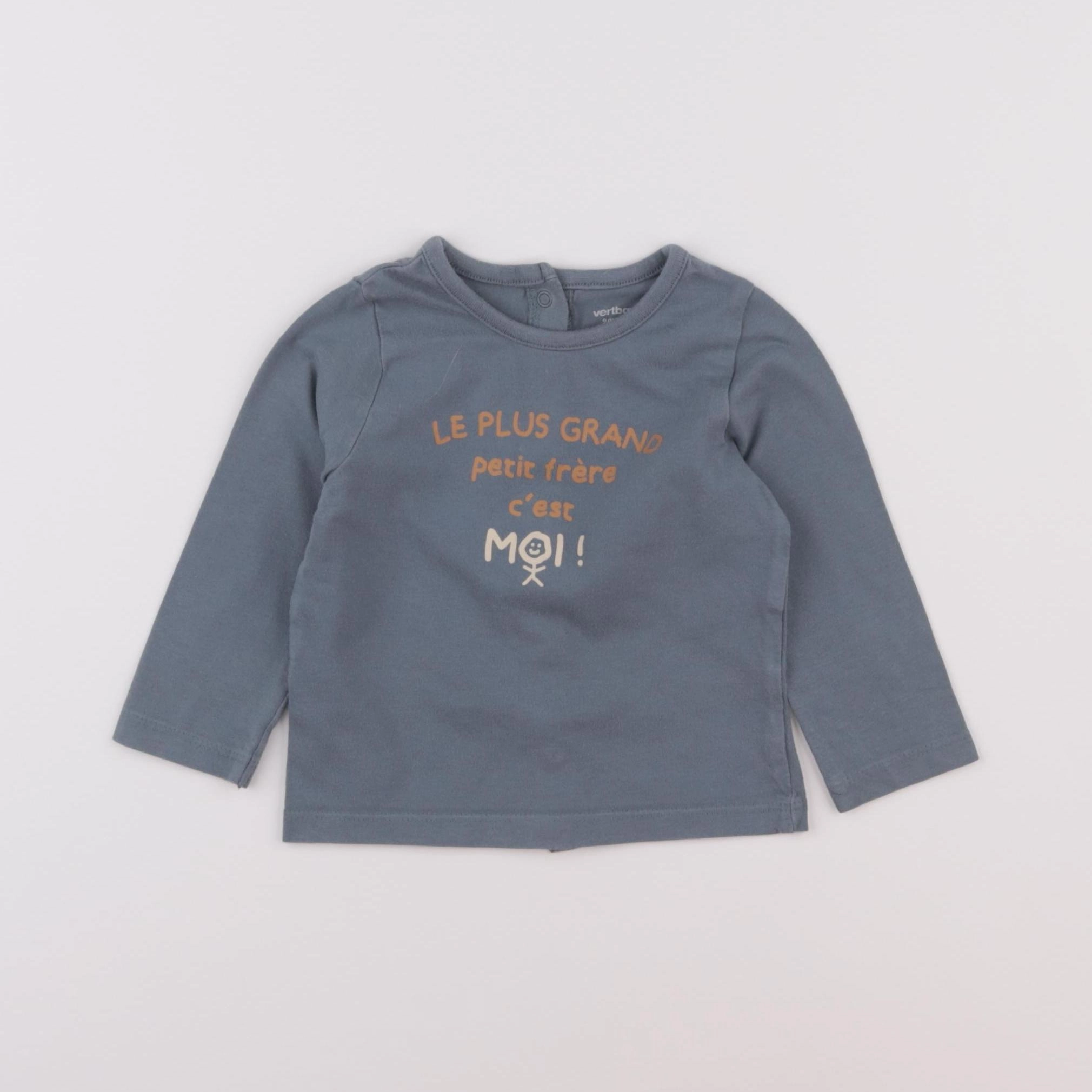 Vertbaudet - tee-shirt bleu - 9 mois