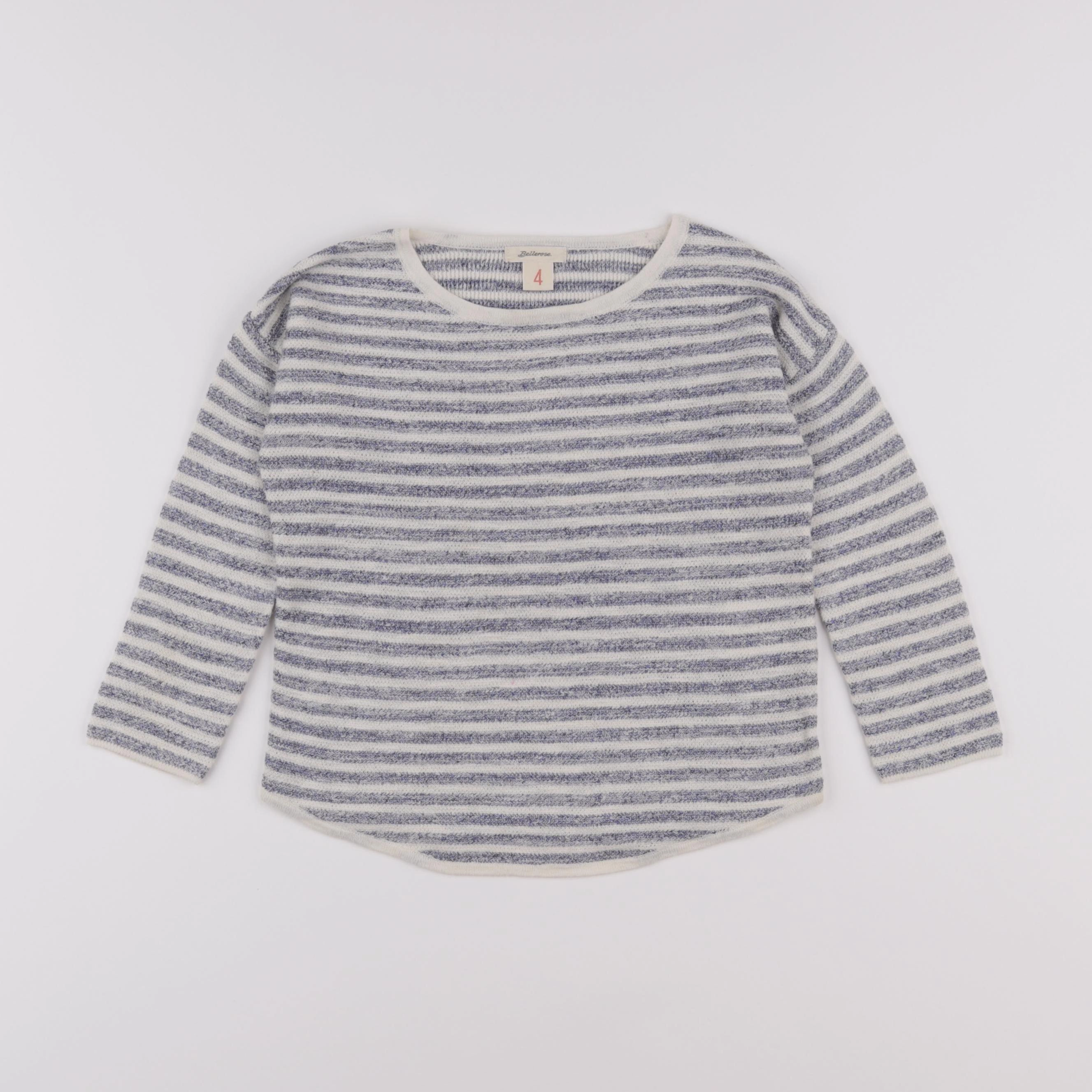 Bellerose - pull bleu, blanc - 4 ans