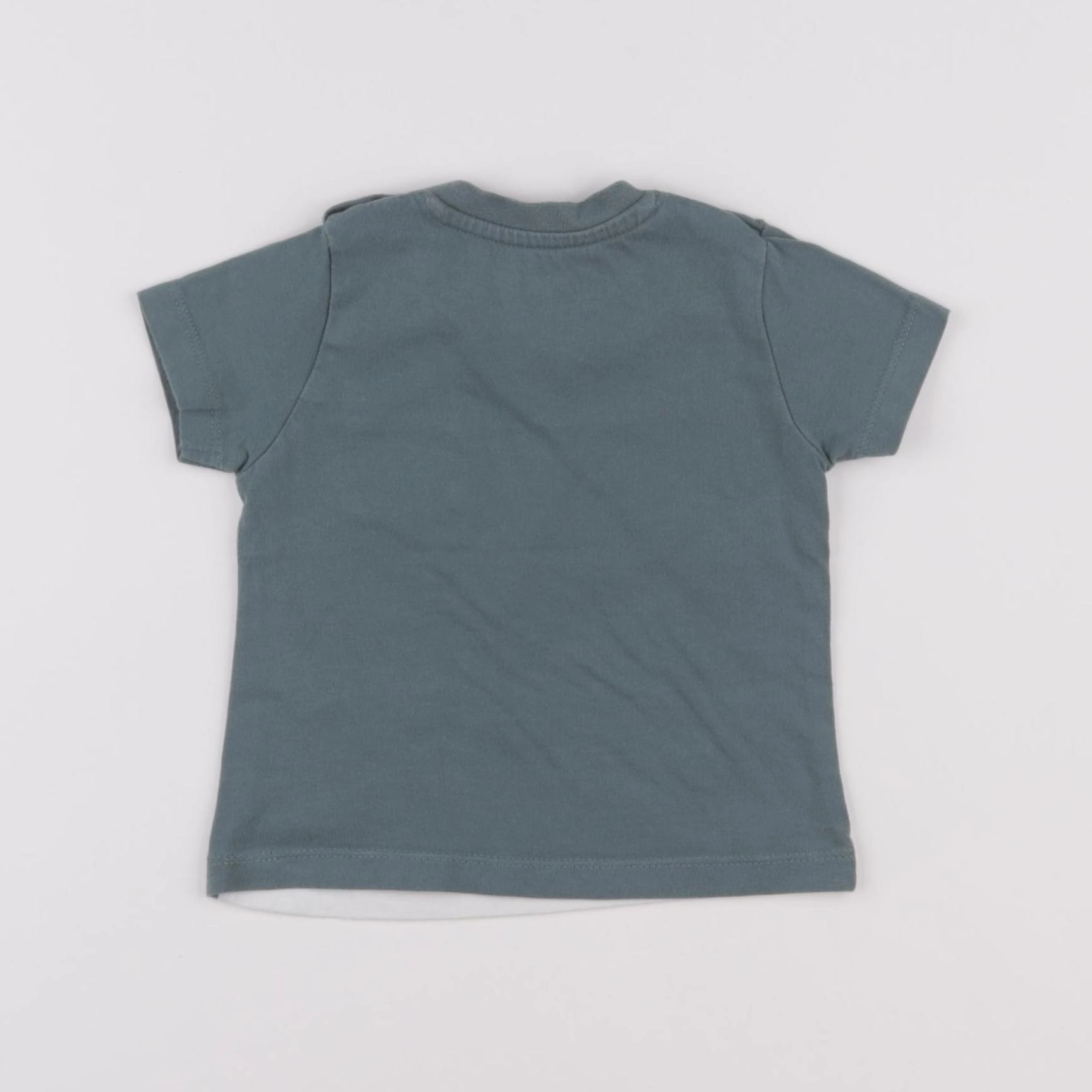Vertbaudet - tee-shirt blanc, vert - 6 mois
