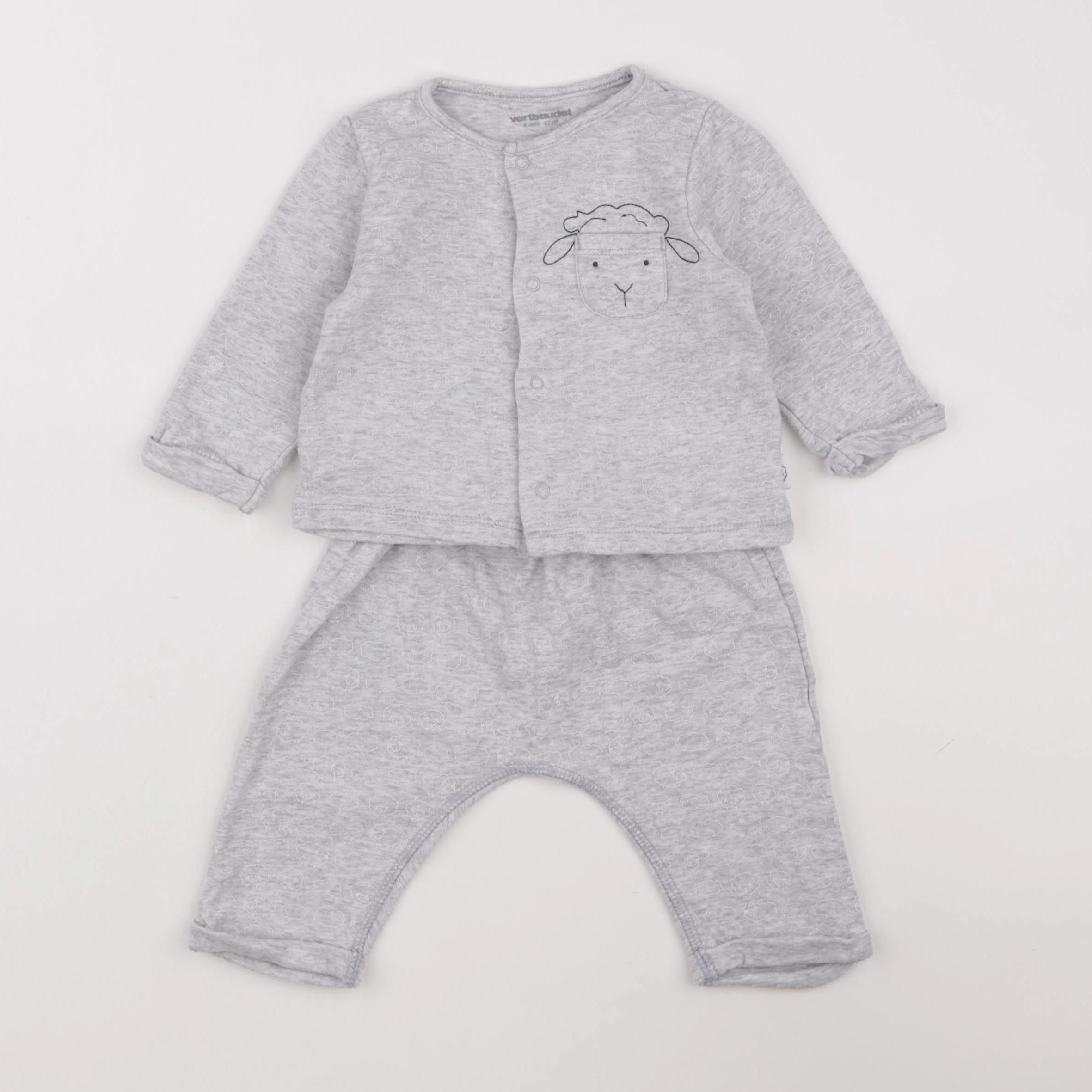 Vertbaudet - ensemble gris - 6 mois