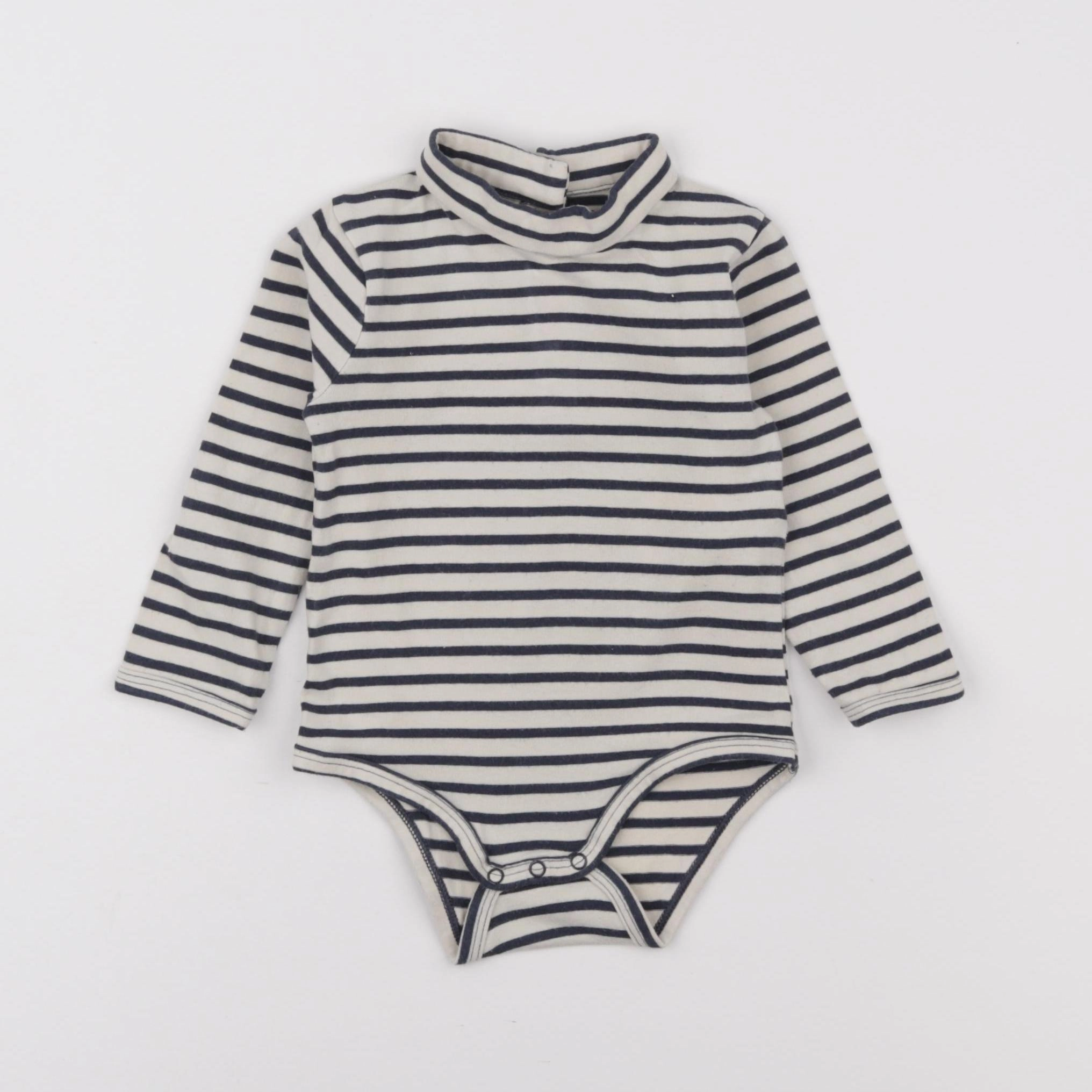 Vertbaudet - body à col bleu - 12 mois