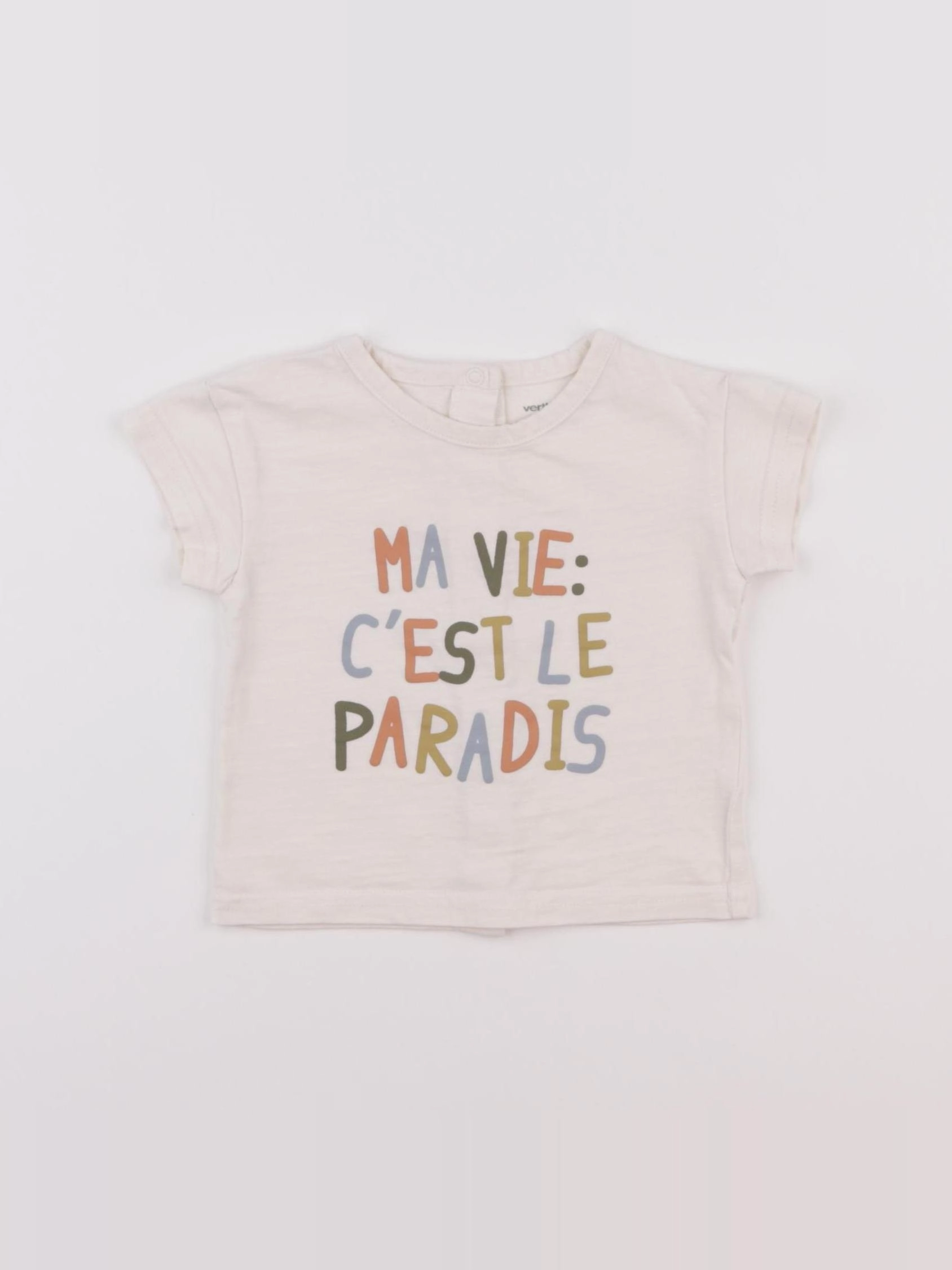 Vertbaudet - tee-shirt blanc - 6 mois