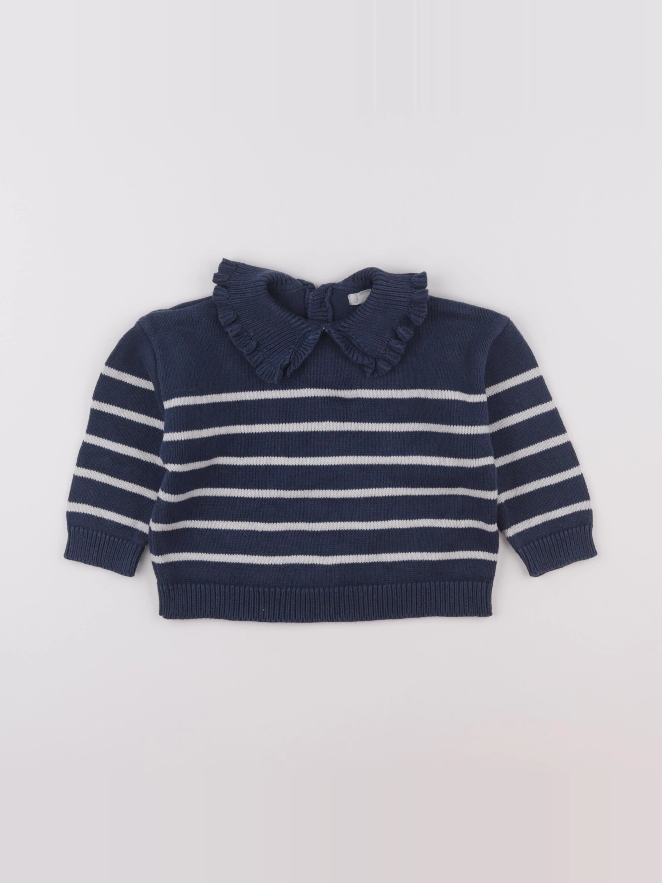 Vertbaudet - pull bleu, blanc - 18 mois