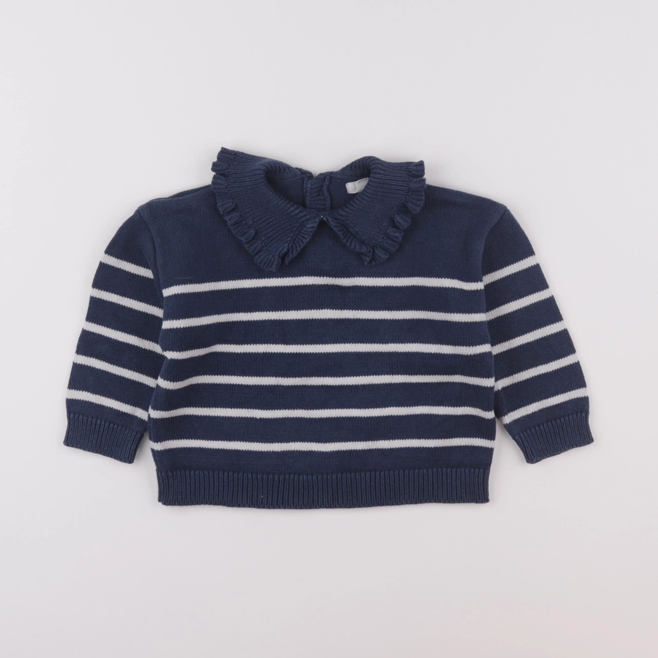 Vertbaudet - pull bleu, blanc - 18 mois