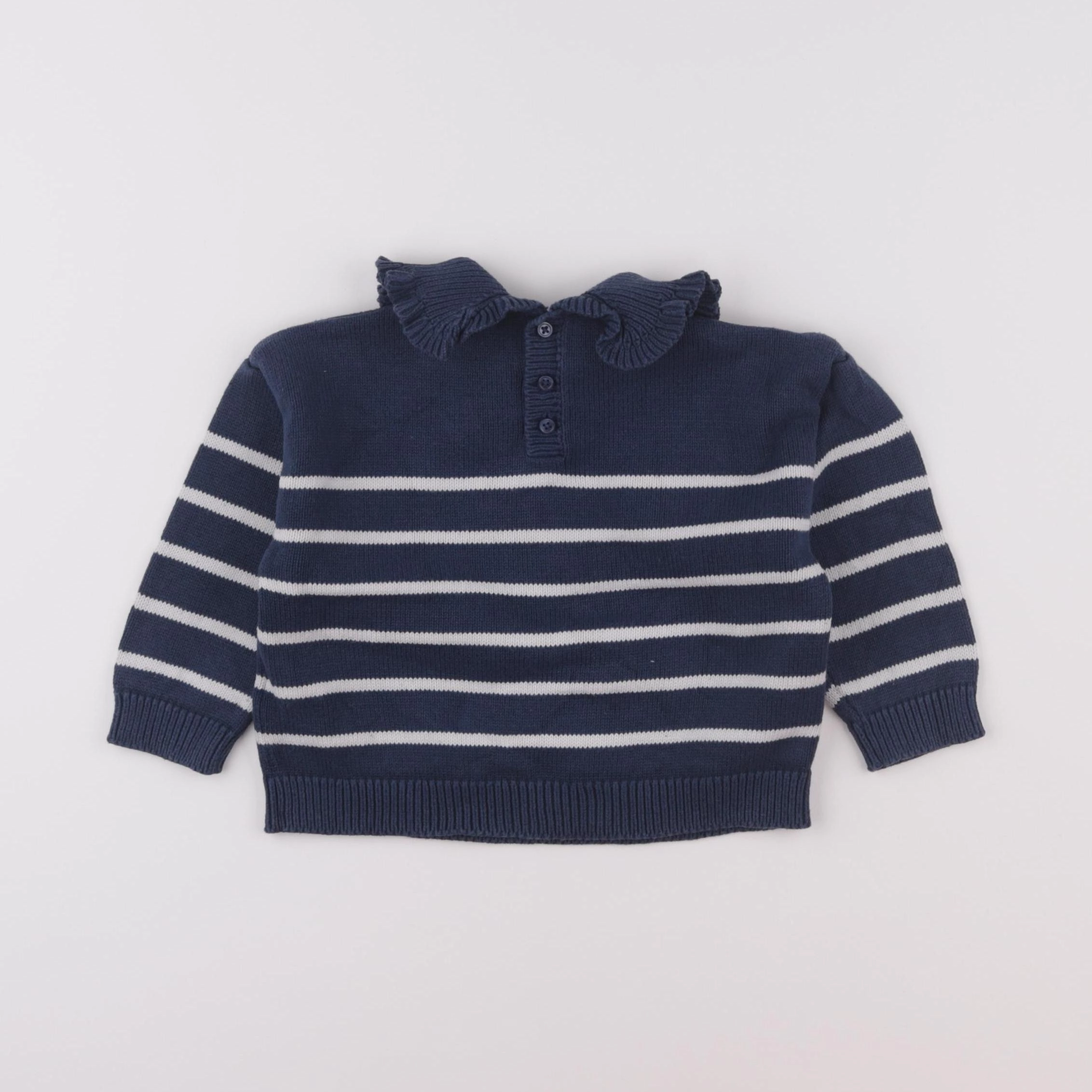 Vertbaudet - pull bleu, blanc - 18 mois