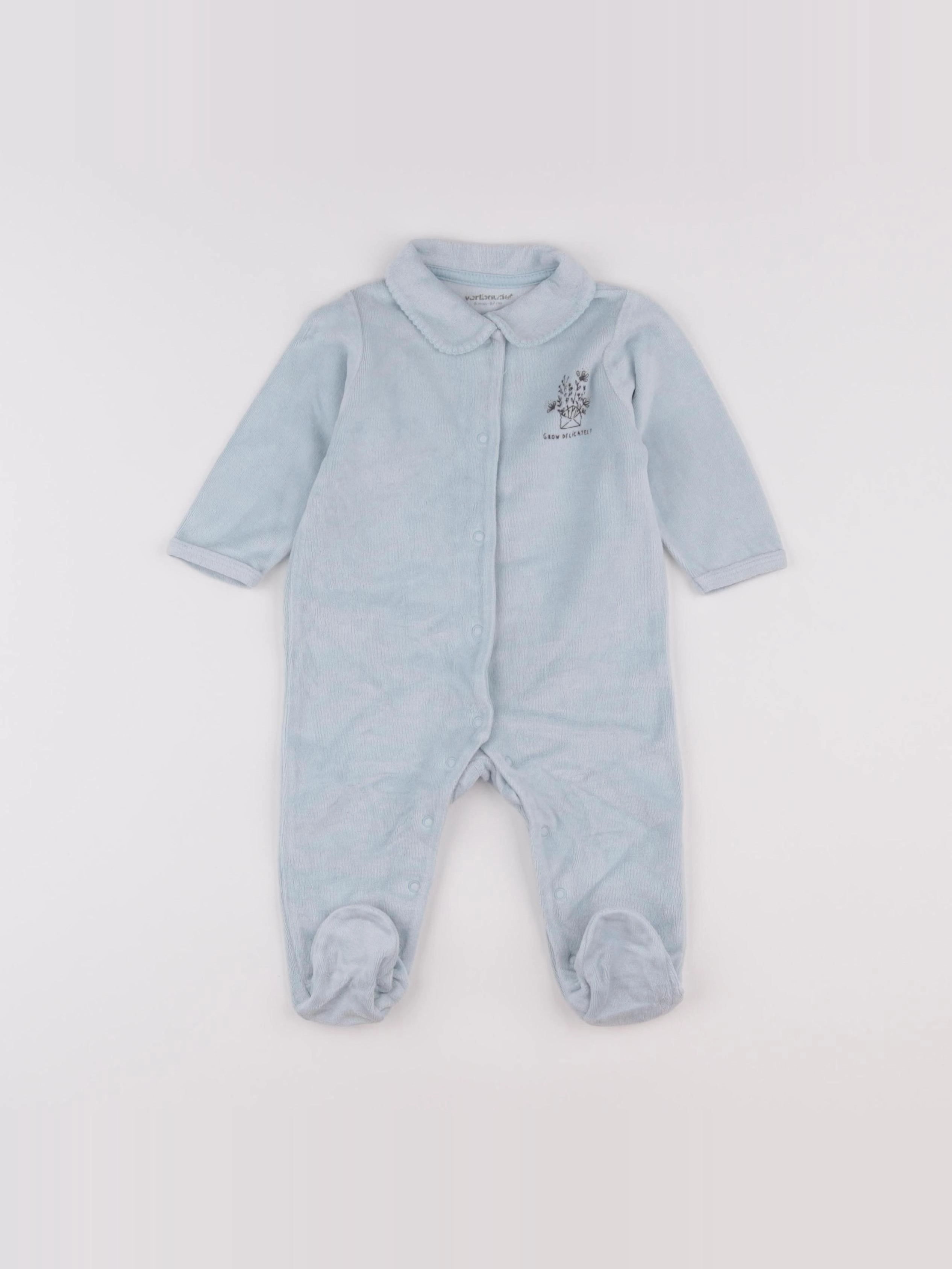 Vertbaudet - pyjama velours bleu - 6 mois