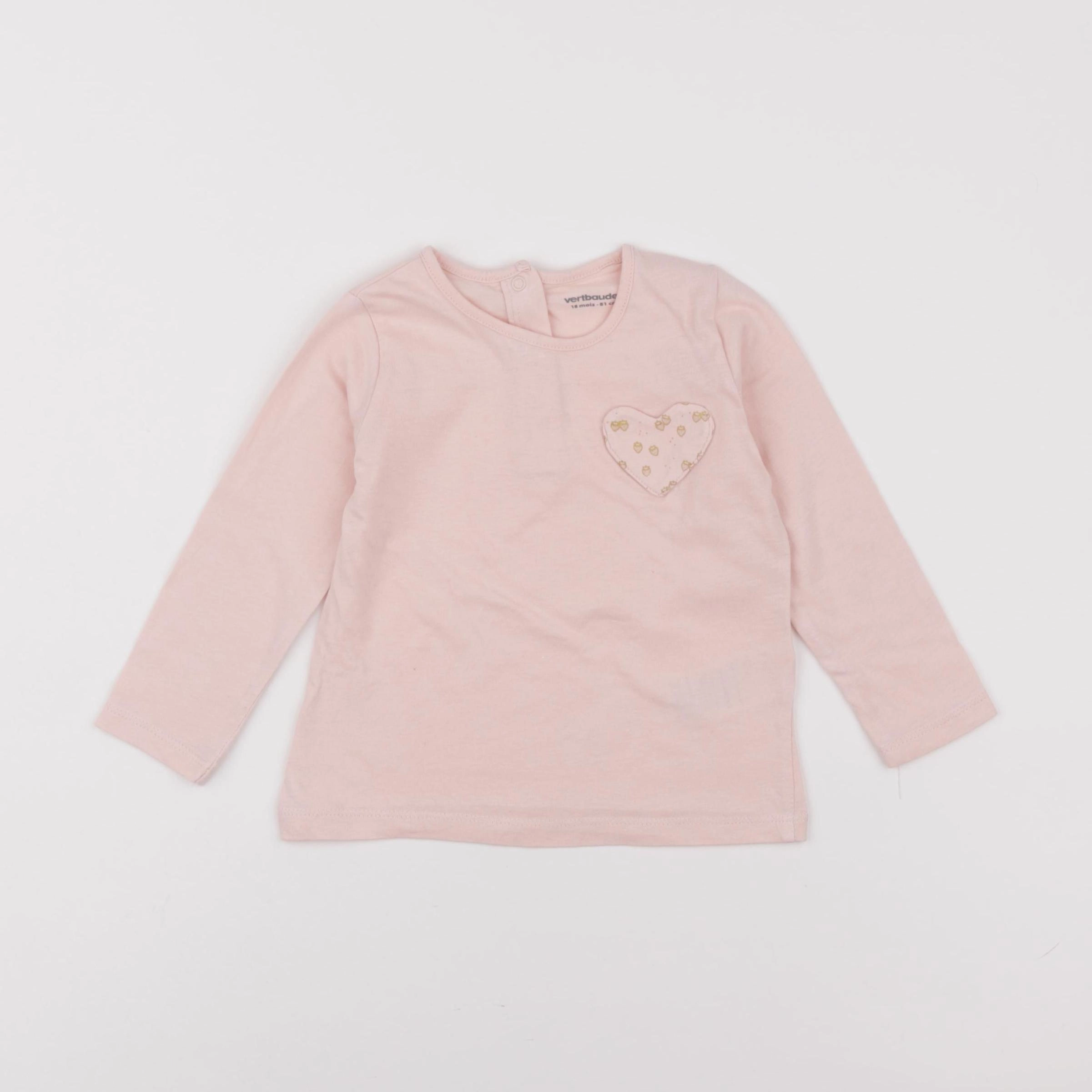 Vertbaudet - tee-shirt rose - 18 mois