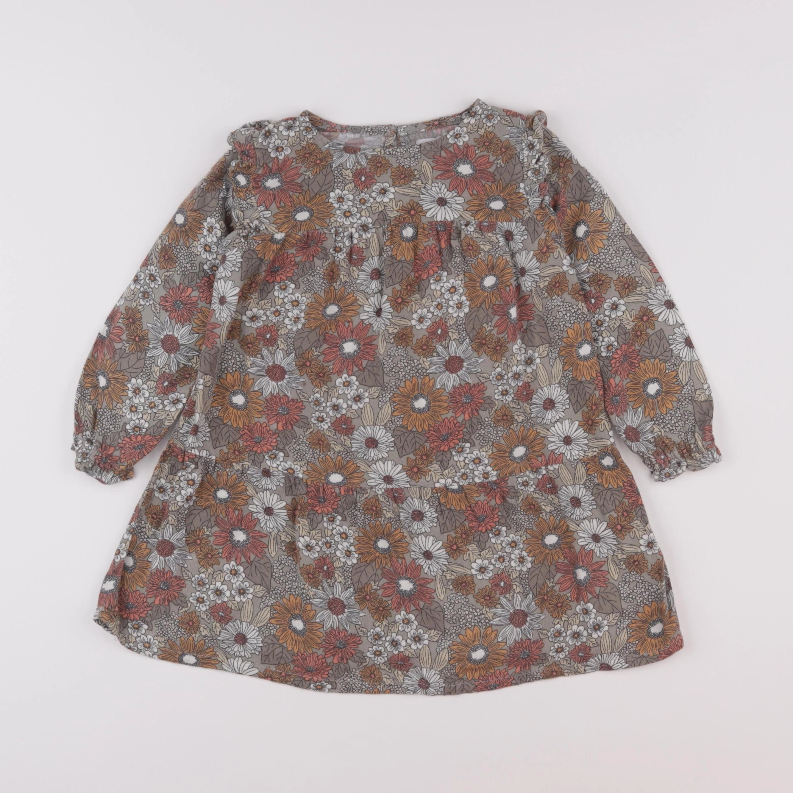 Vertbaudet - robe vert, orange - 3 ans