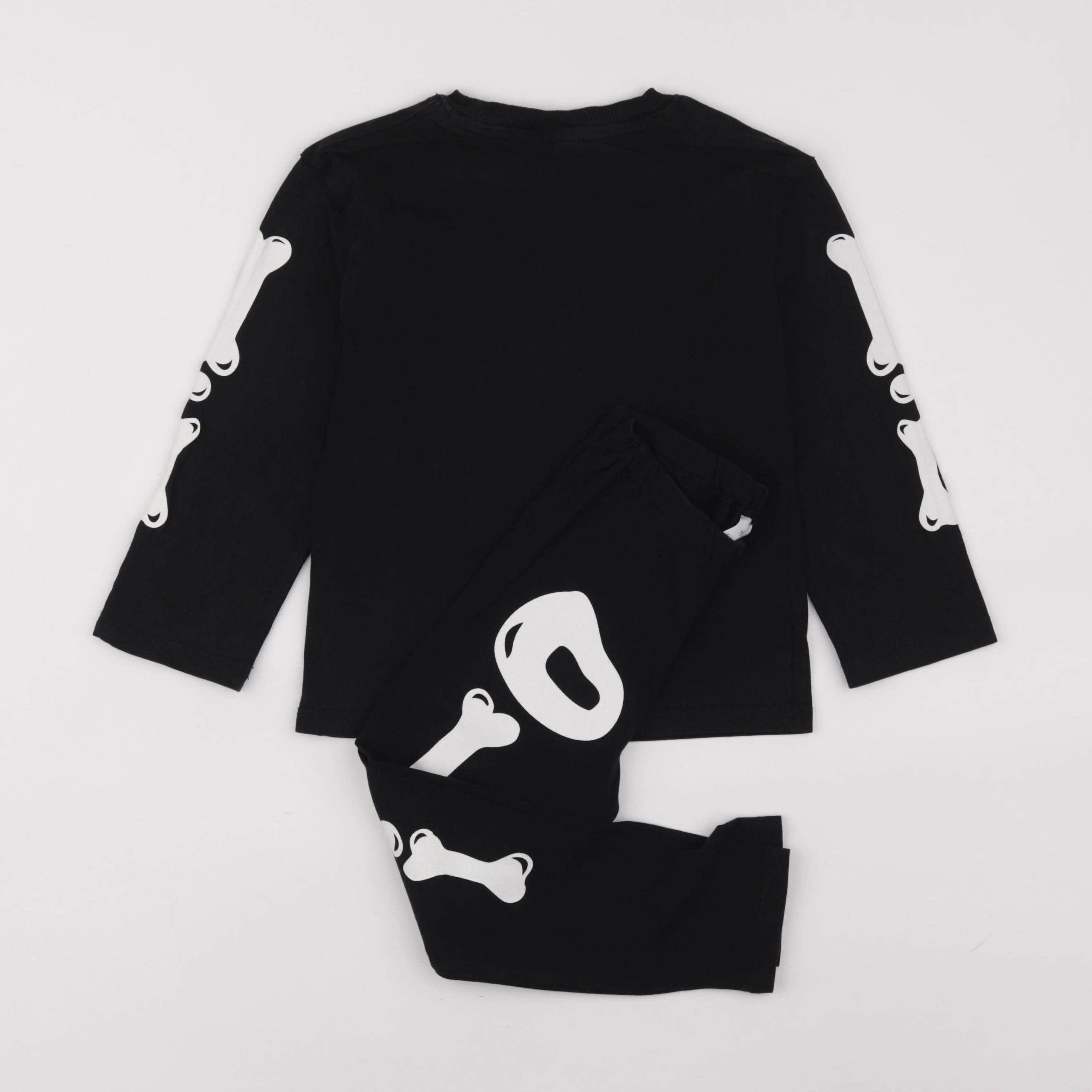 H&M - pyjama coton blanc, noir - 3/4 ans