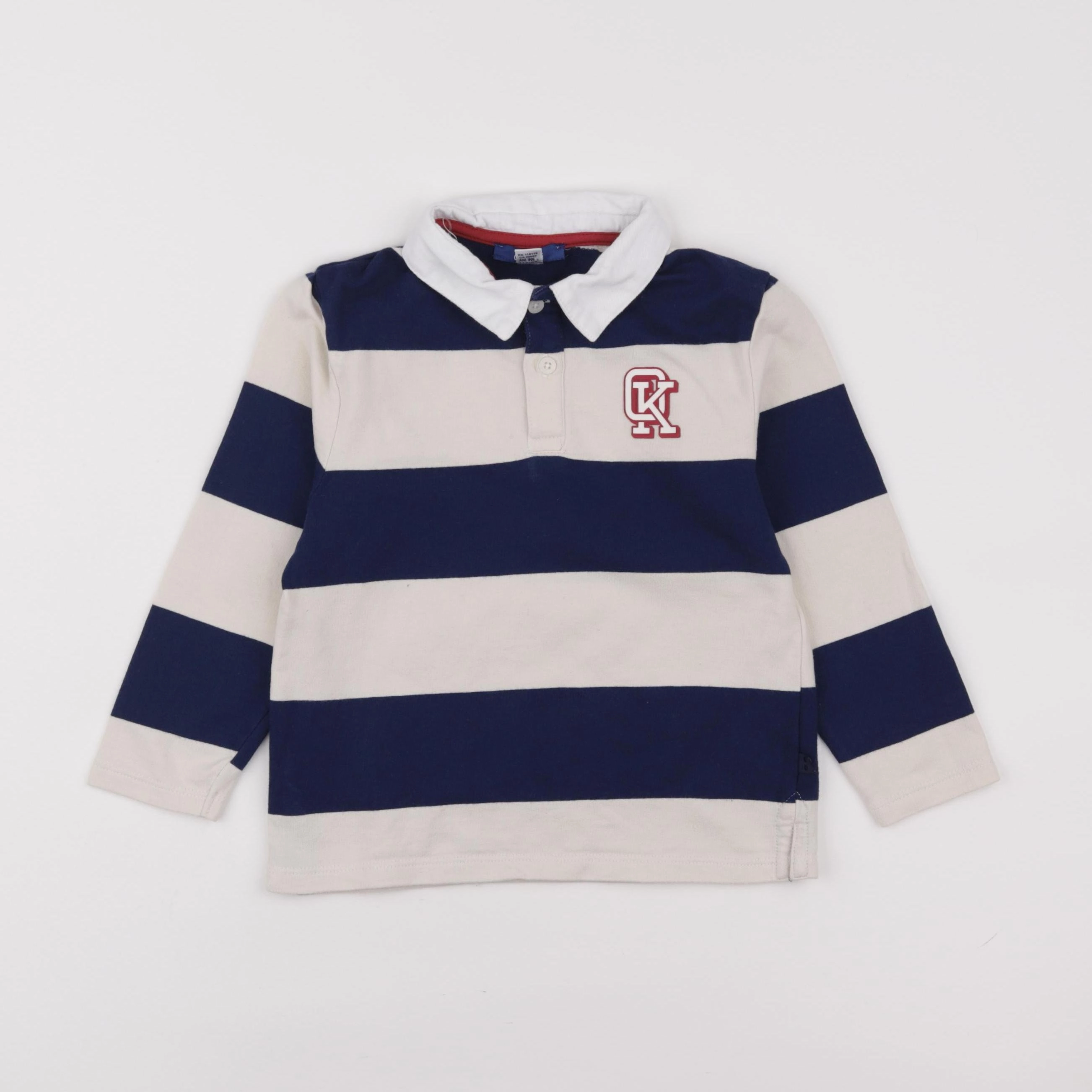 Okaidi - polo blanc, bleu - 4 ans