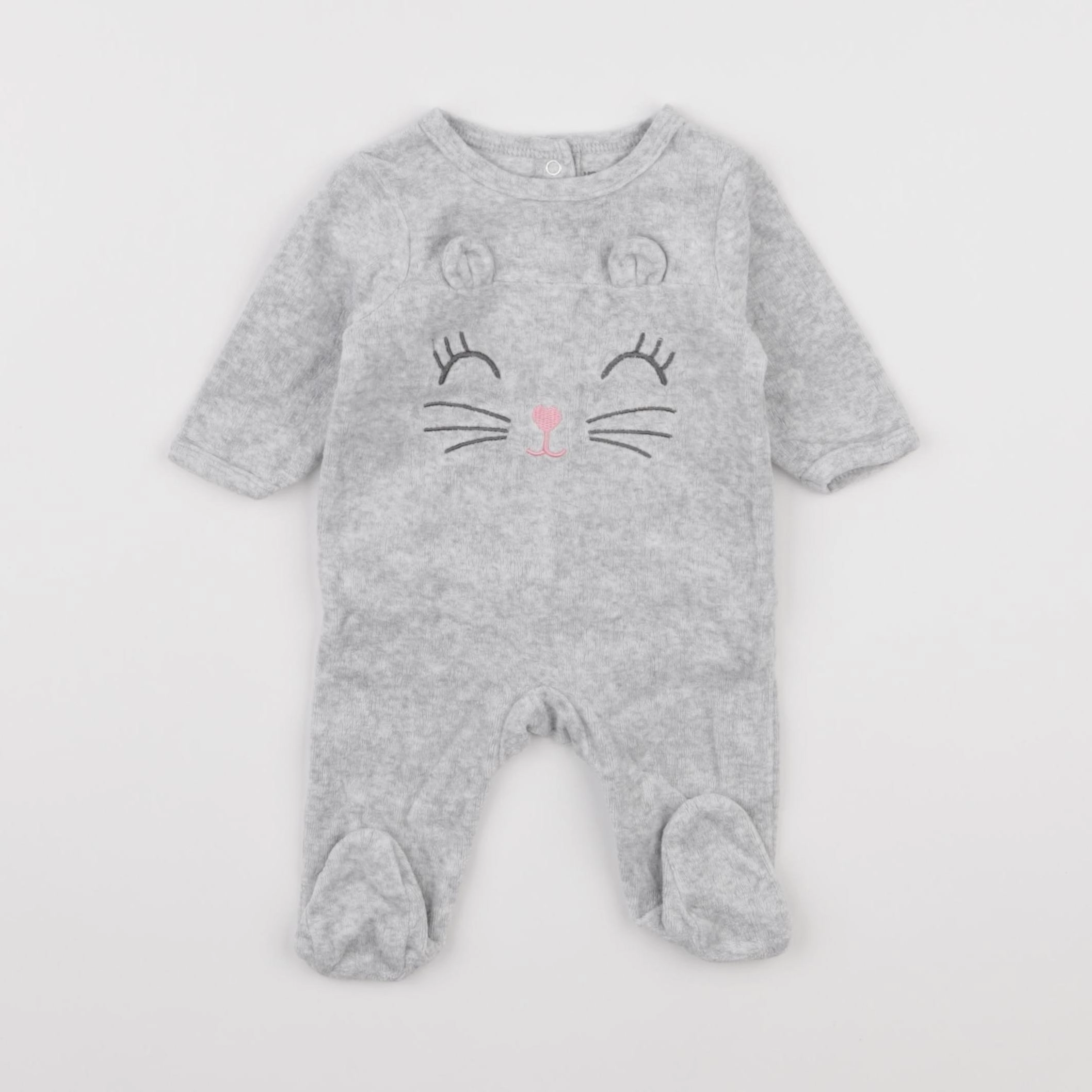 Vertbaudet - pyjama velours gris - 1 mois