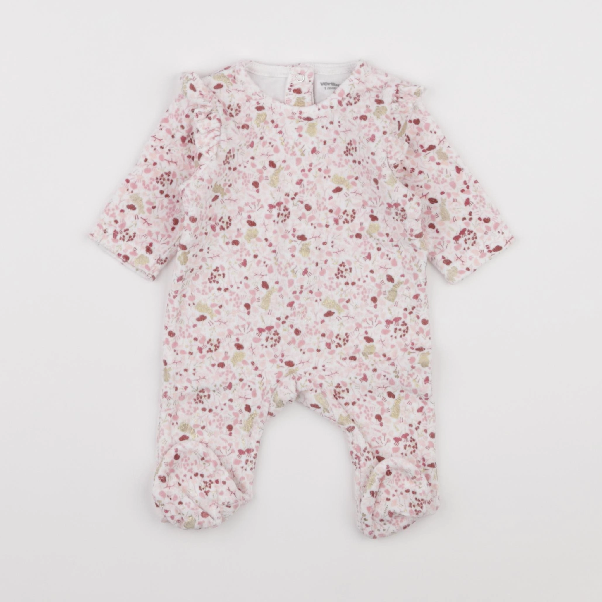 Vertbaudet - pyjama velours rose - 1 mois