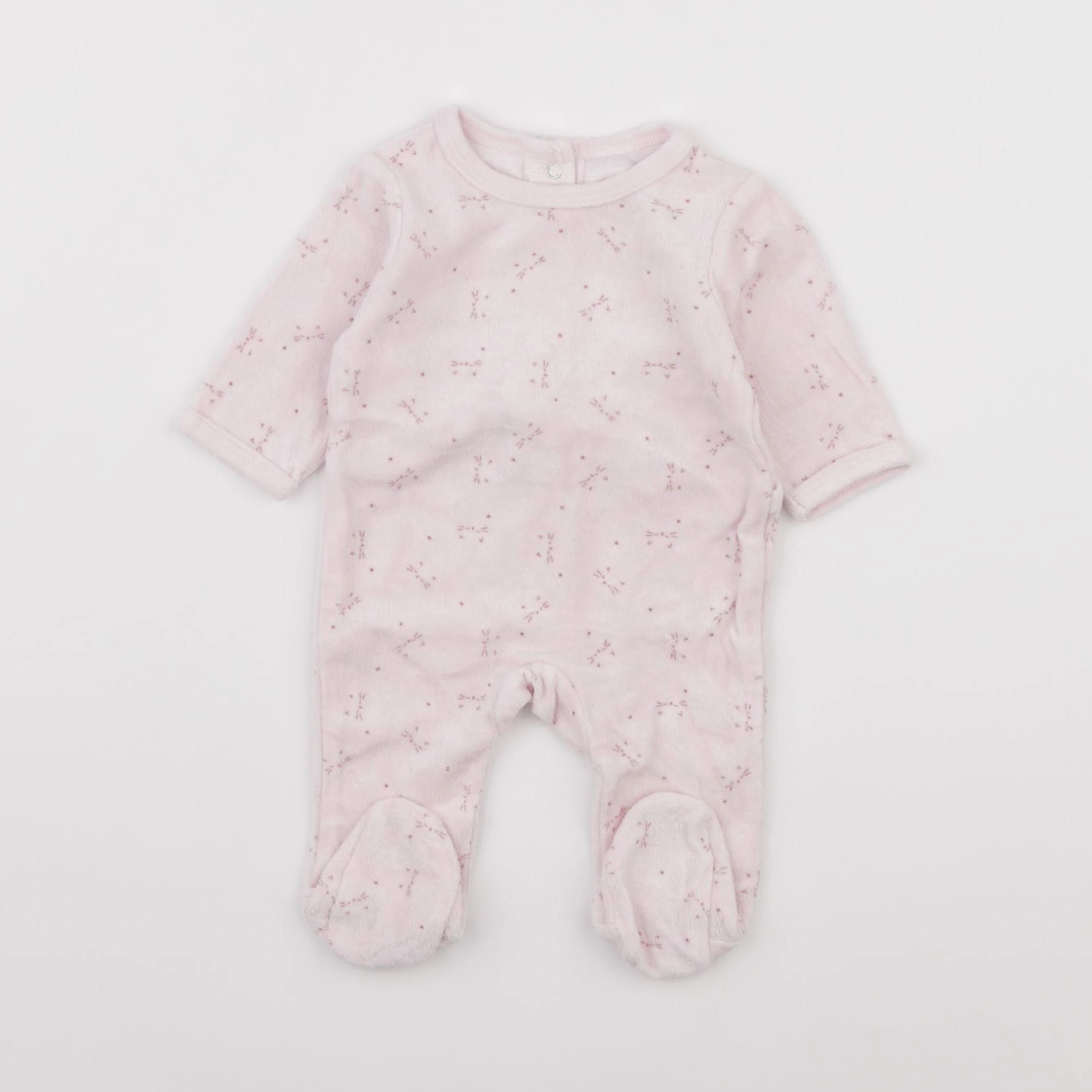 Vertbaudet - pyjama velours rose - 1 mois