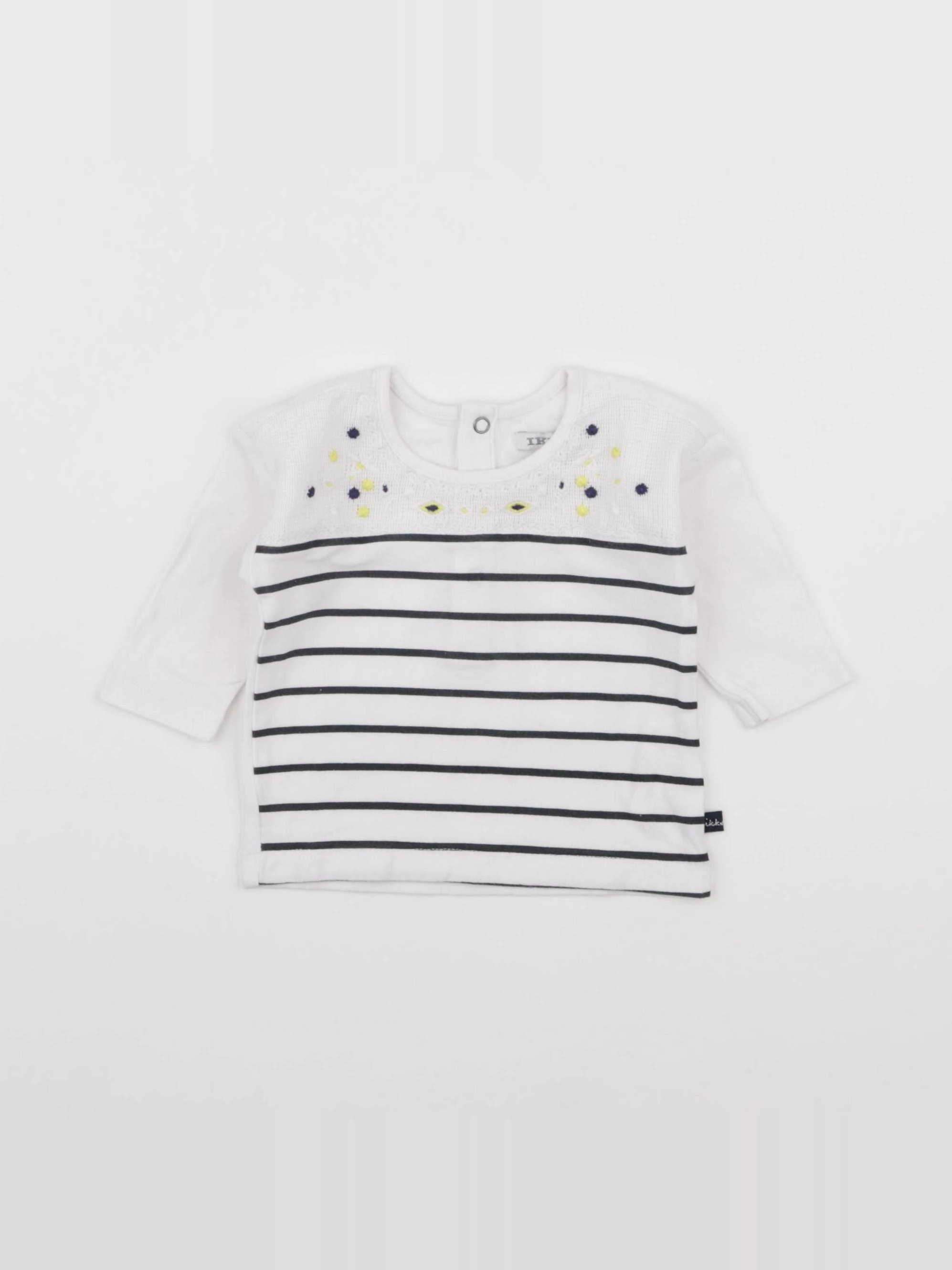 IKKS - tee-shirt blanc, bleu - 3 mois