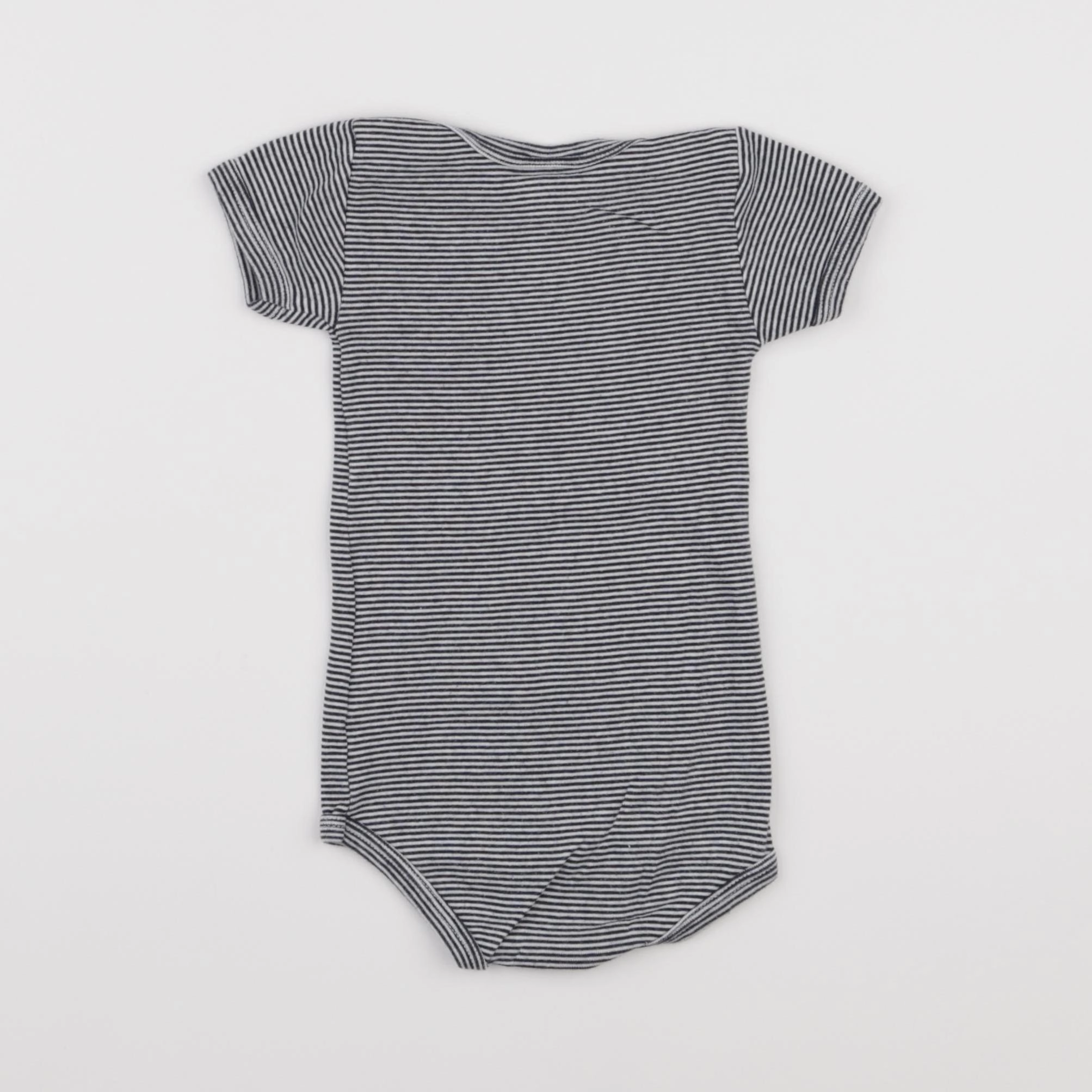 Petit Bateau - body blanc, bleu - 12 mois