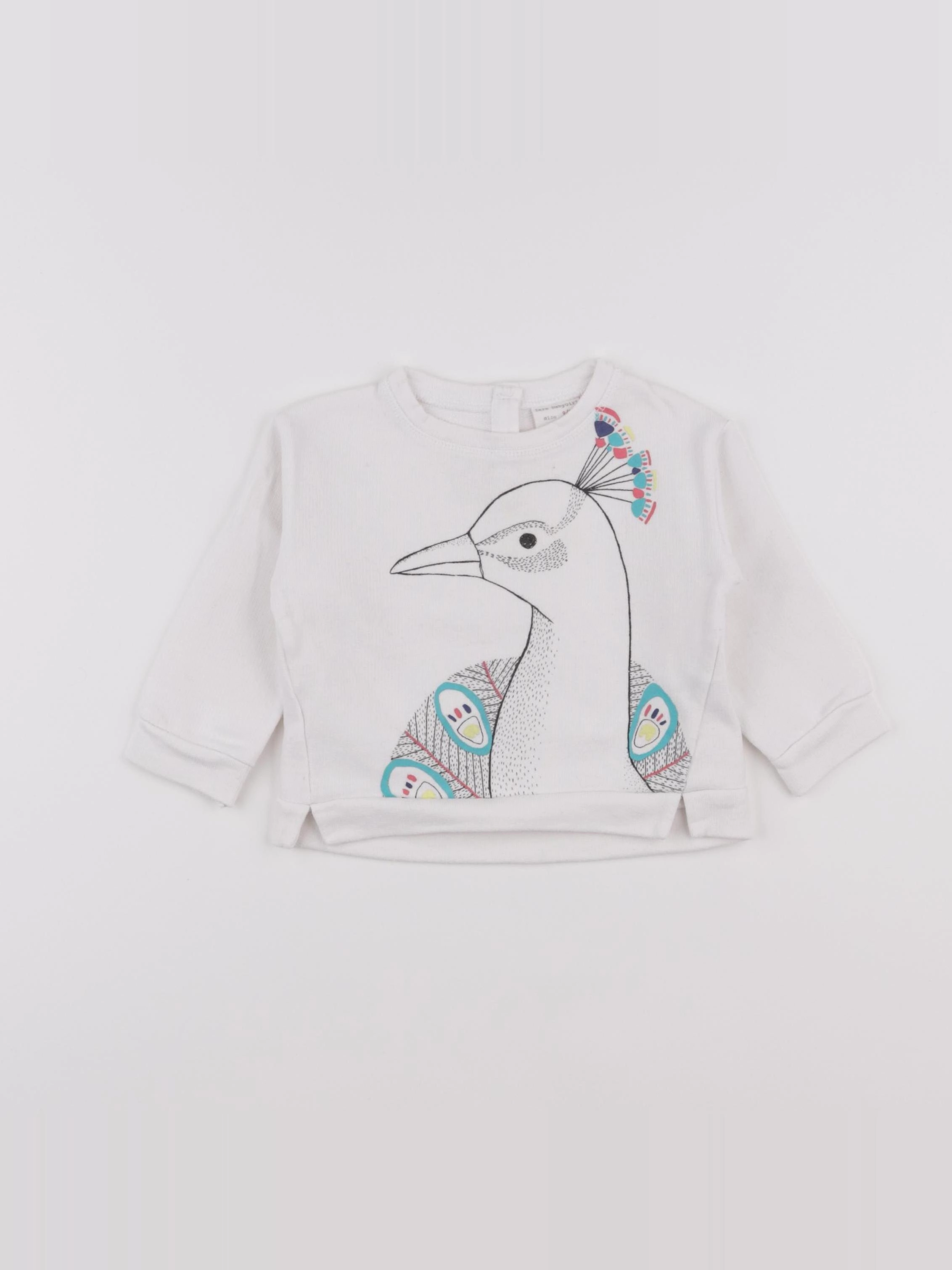 Zara - sweat blanc - 9/12 mois
