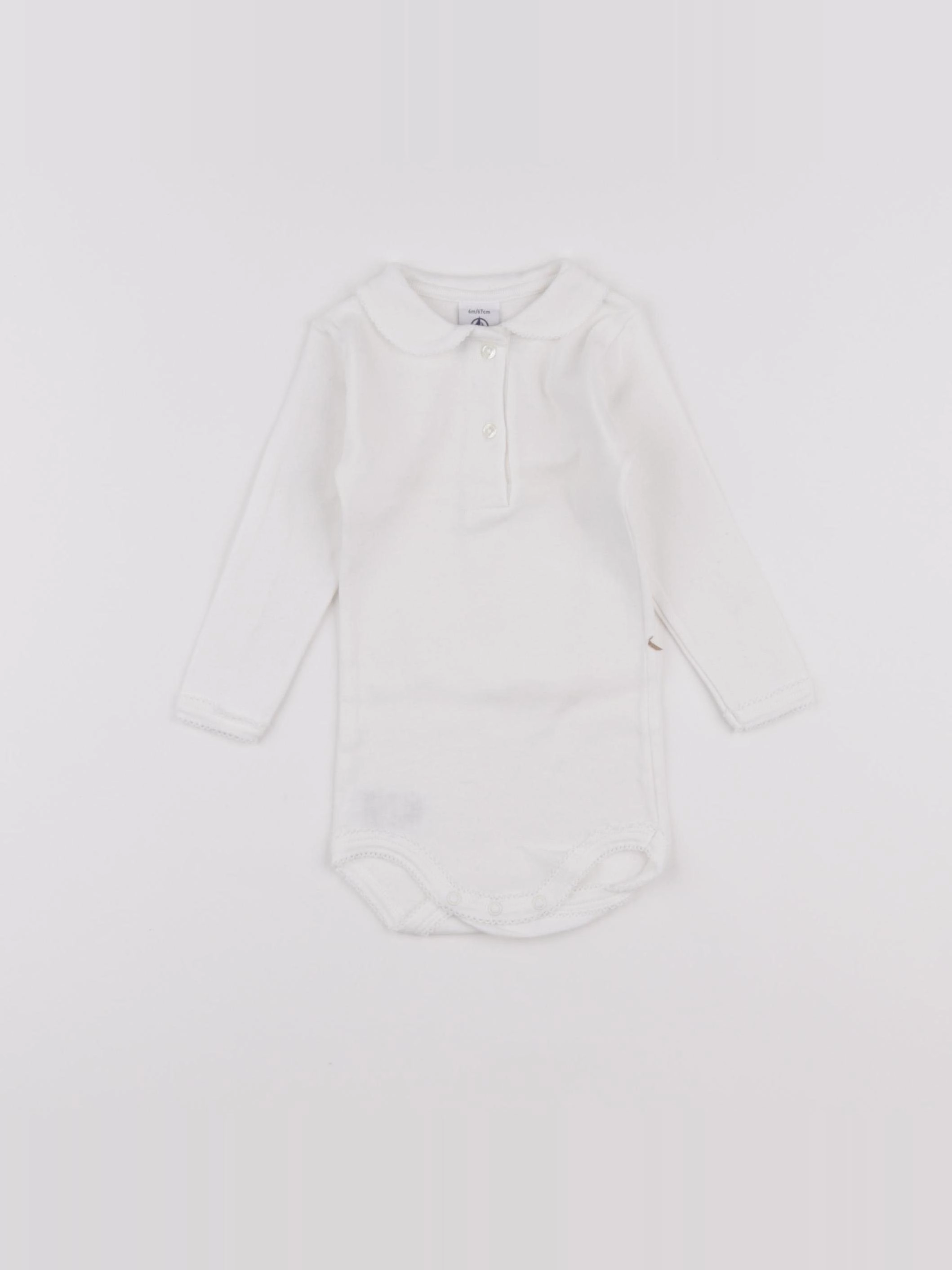 Petit Bateau - body à col blanc - 6 mois