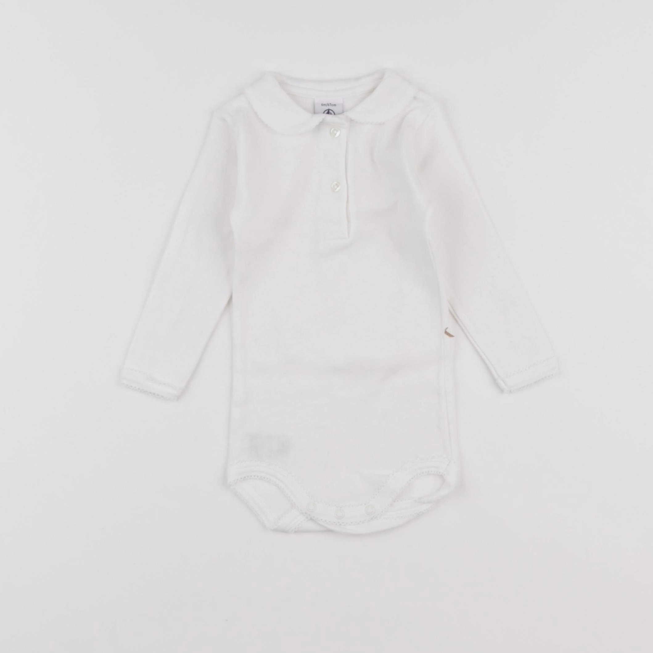 Petit Bateau - body à col blanc - 6 mois