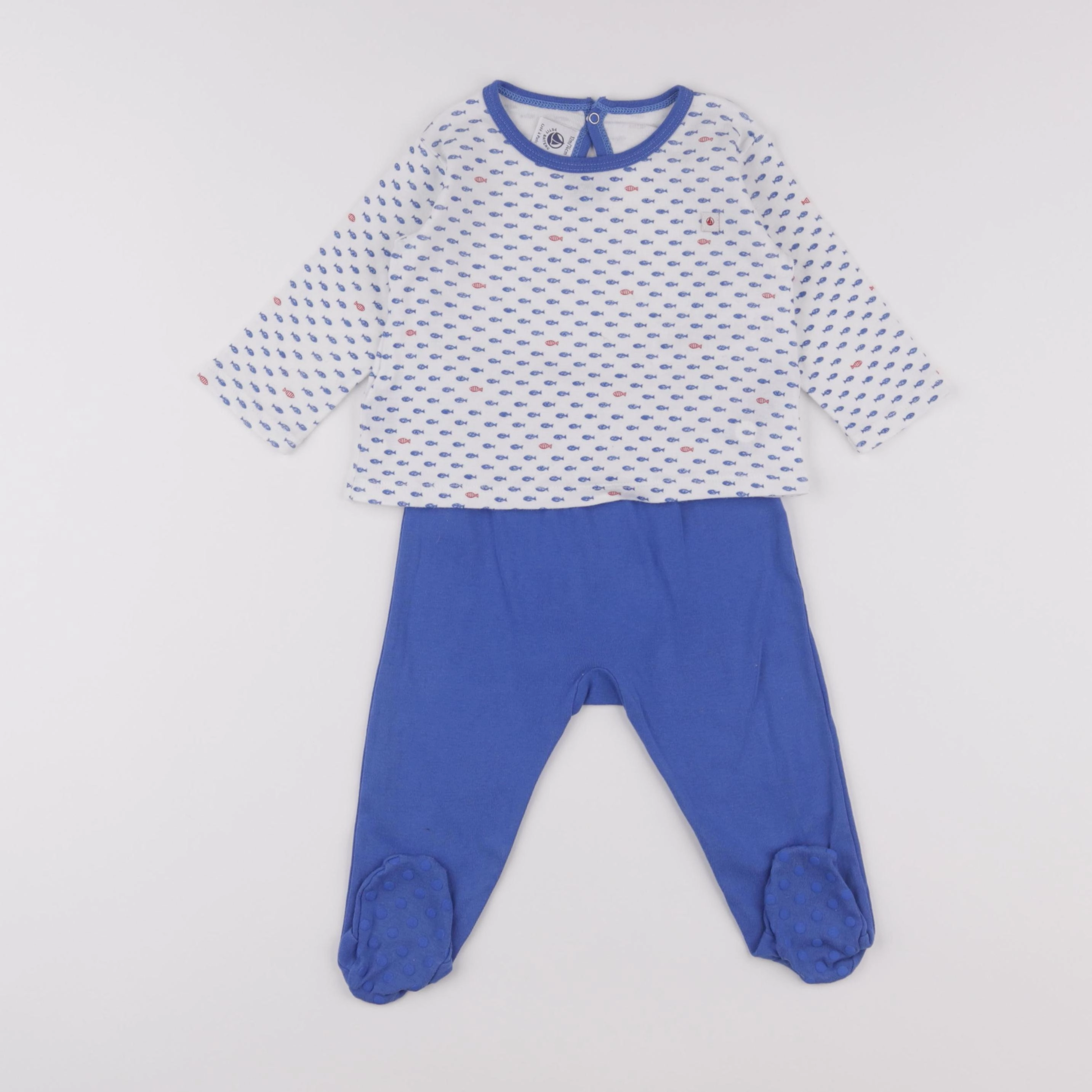 Petit Bateau - pyjama coton bleu - 12 mois