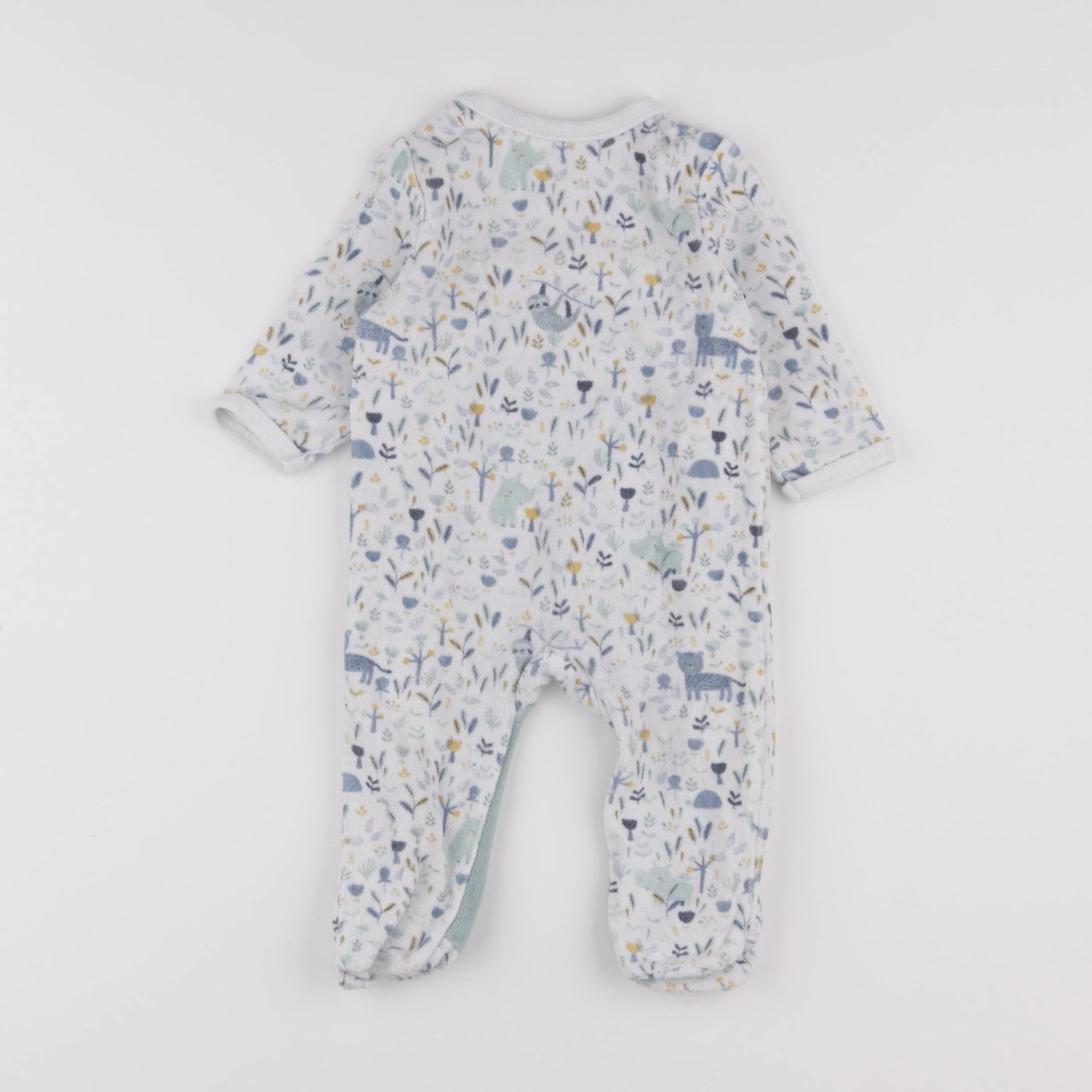 Vertbaudet - pyjama velours blanc, vert - 6 mois