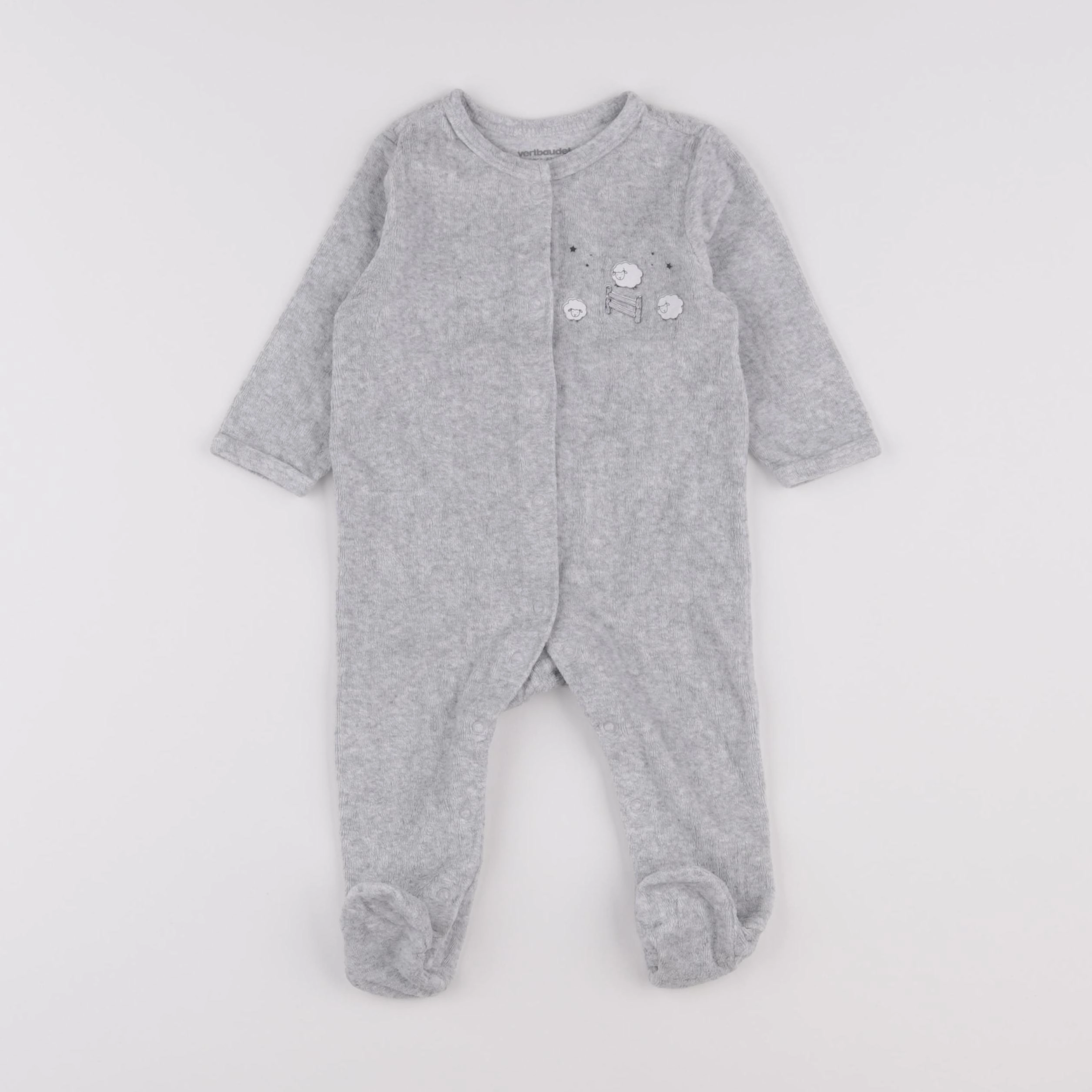 Vertbaudet - pyjama velours gris - 6 mois