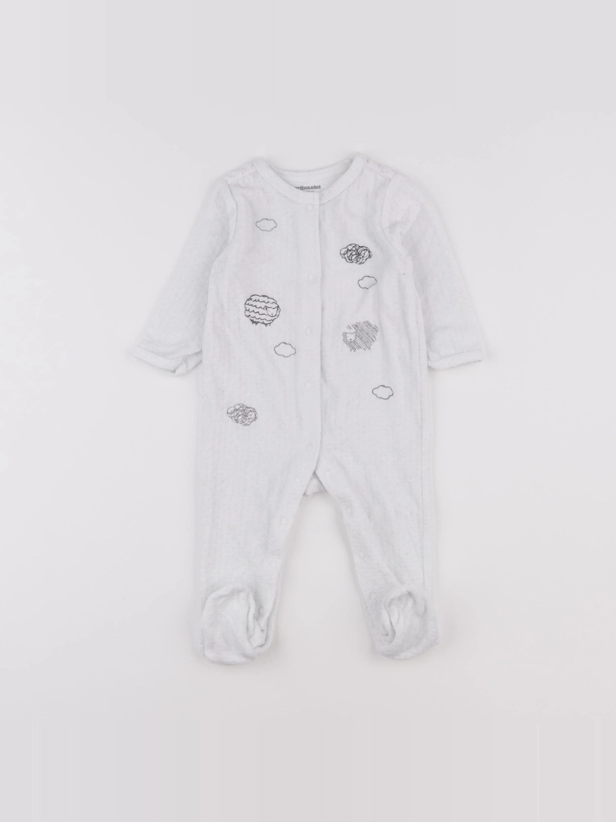 Vertbaudet - pyjama velours blanc - 6 mois