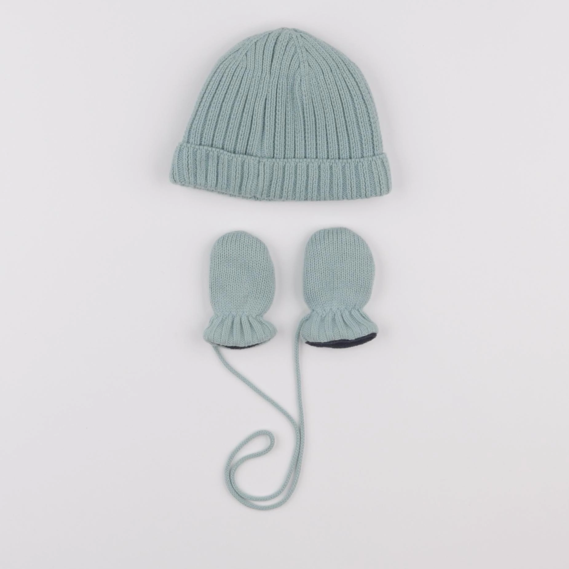 Petit Bateau - ensemble bonnet/moufles bleu - 3 mois