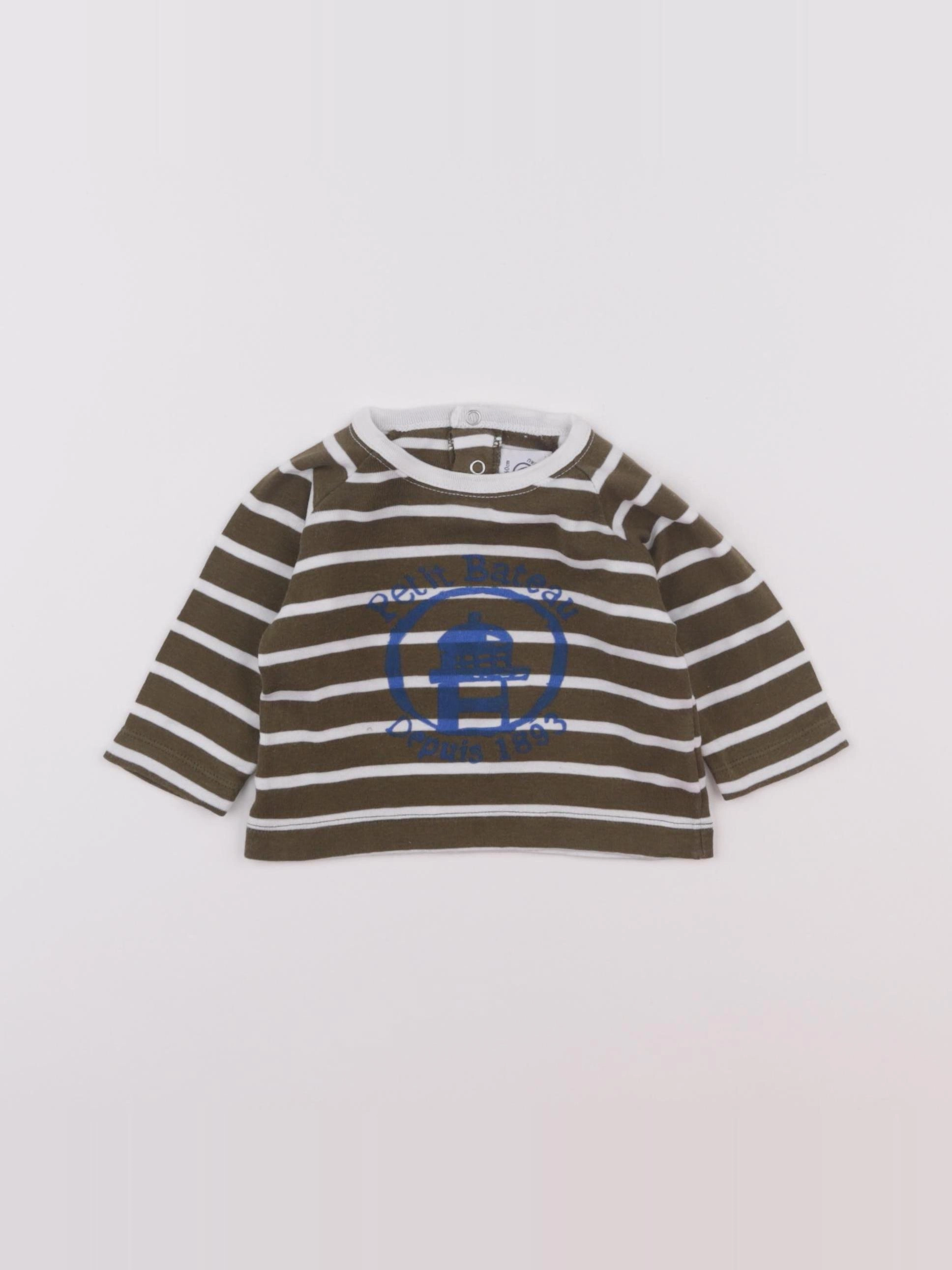 Petit Bateau - tee-shirt blanc, vert - 3 mois