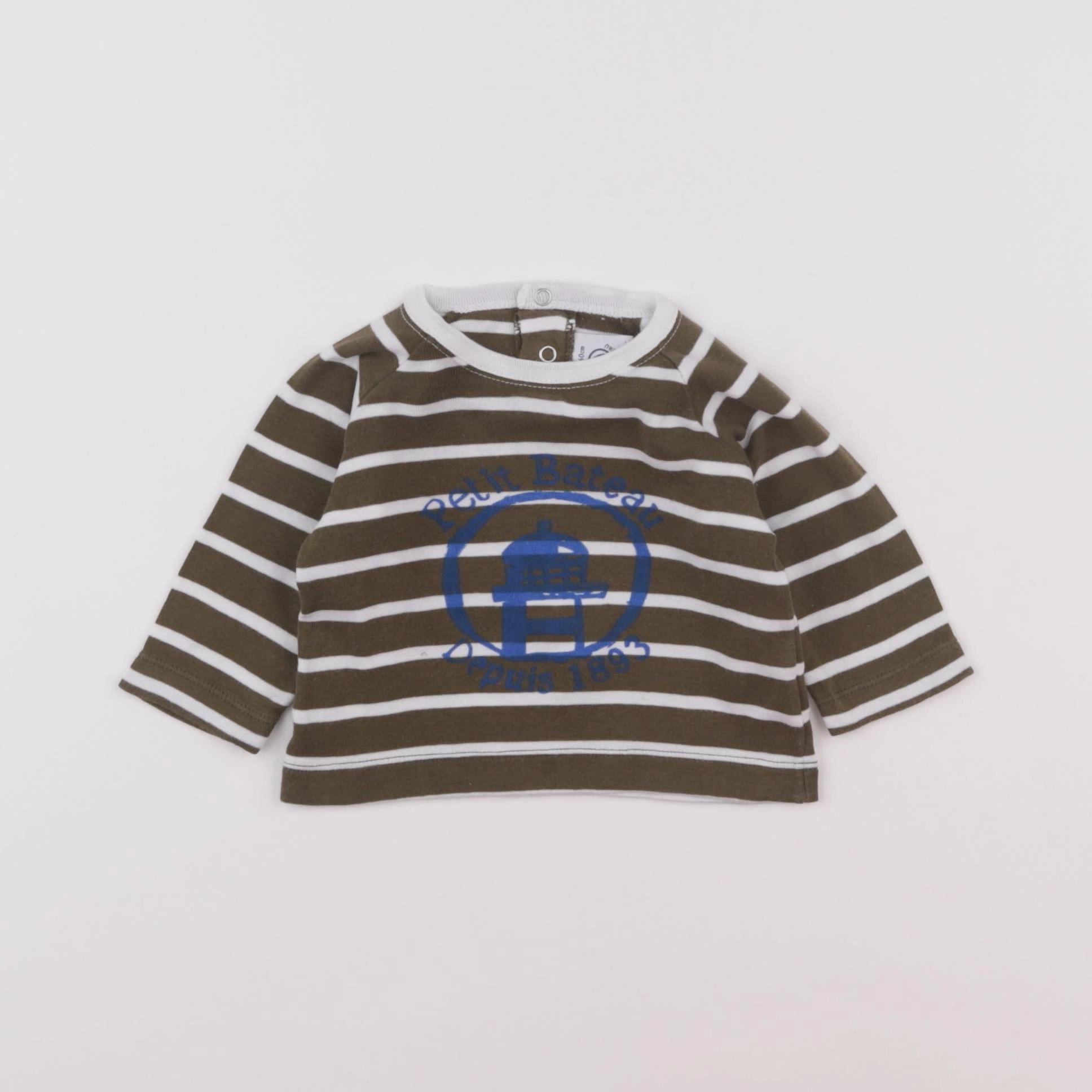 Petit Bateau - tee-shirt blanc, vert - 3 mois