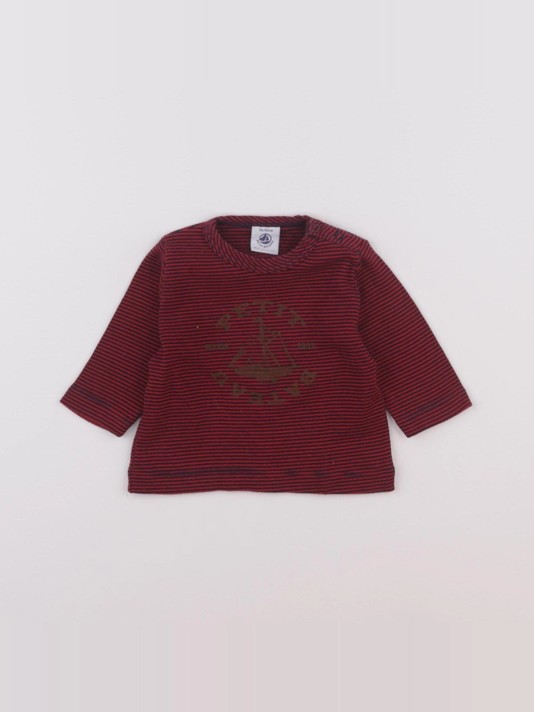 Petit Bateau - tee-shirt bleu, rouge - 3 mois